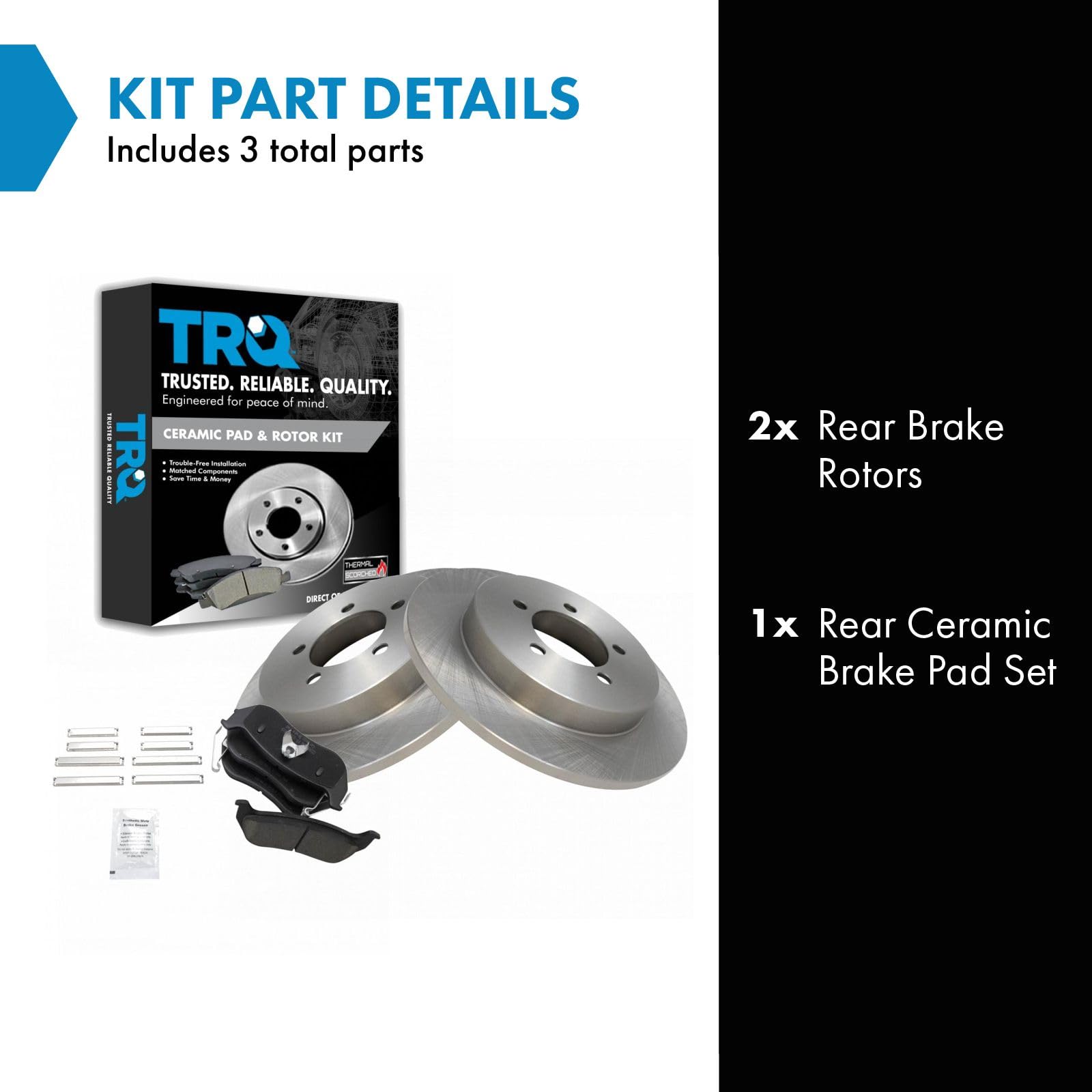 Trq Rear Brake Pad & Rotor Kit Brake Pads Brake Rotor Ceramic Compatible With 2006-2010 Ford Explorer 2007-2010 Explorer Sport T