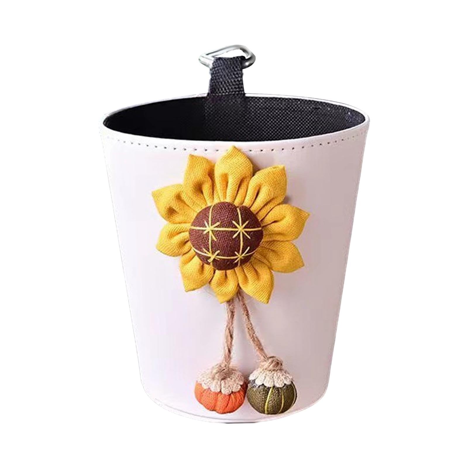 AnyCommand Hanging Car Trash Can with Fixing Hook Storage Bucket Multipurpose Trash Bin Orange FlowerTrash Cans Wastebaskets Hou