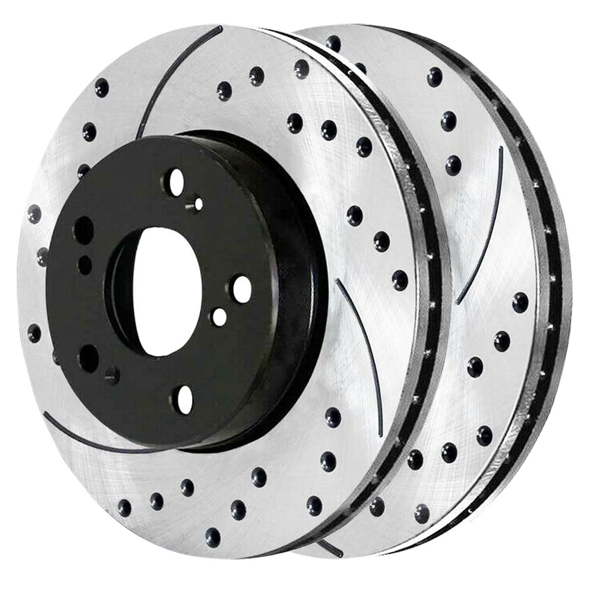 Autoshack Black Hat Drilled And Slotted Brake Rotors With Ceramic Pads Front Brake Rotor Replacement Kit For Acura Ilx Honda Element Fit 2003-2017 Accord 2013-2021 Civic 2016 Cr-Z Scdpr4125941259914