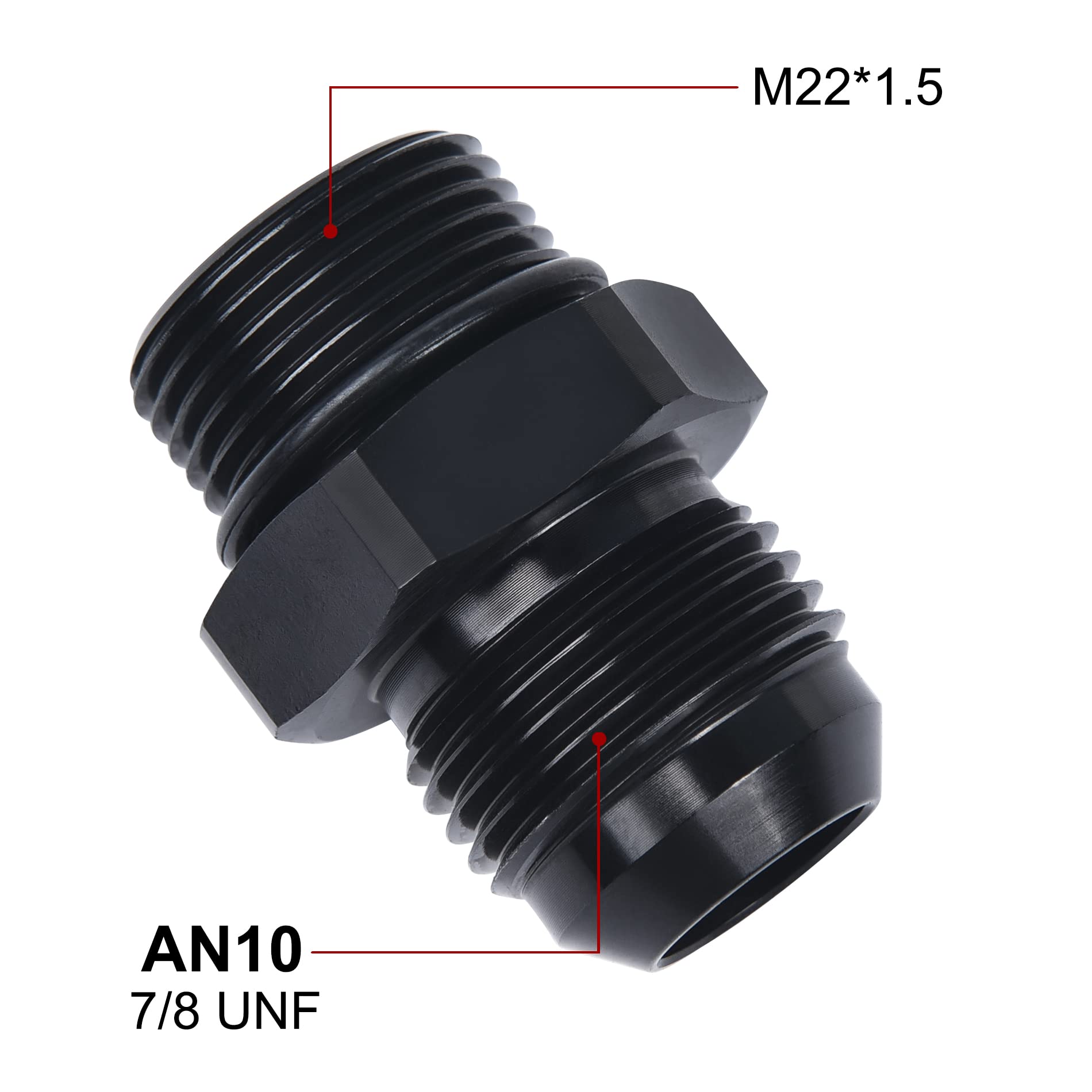 Evil Energy 10An Male Flare To M22 X 1.5Mm Male Metric Fitting Adapter Aluminium Alloy 2Pcs