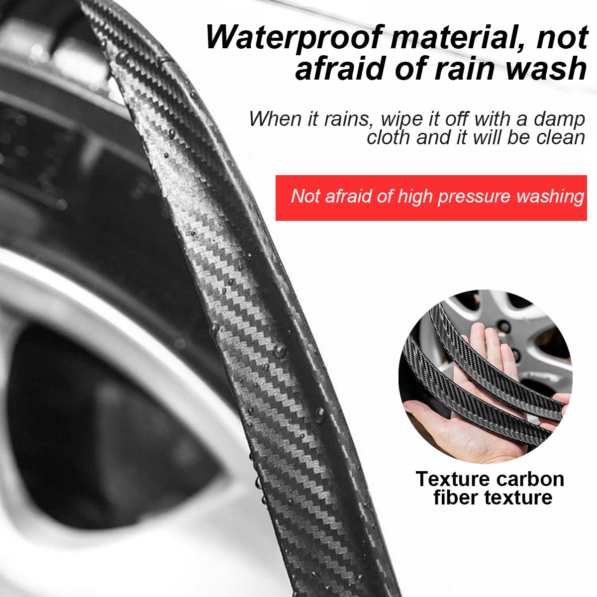 2Pcs Wheel Tires Eyebrow Strip, 3D Carbon Fiber Automotive Fender Flare Arch Lip Trim Strip, 13'' Anti Collision Wheel Mudguard