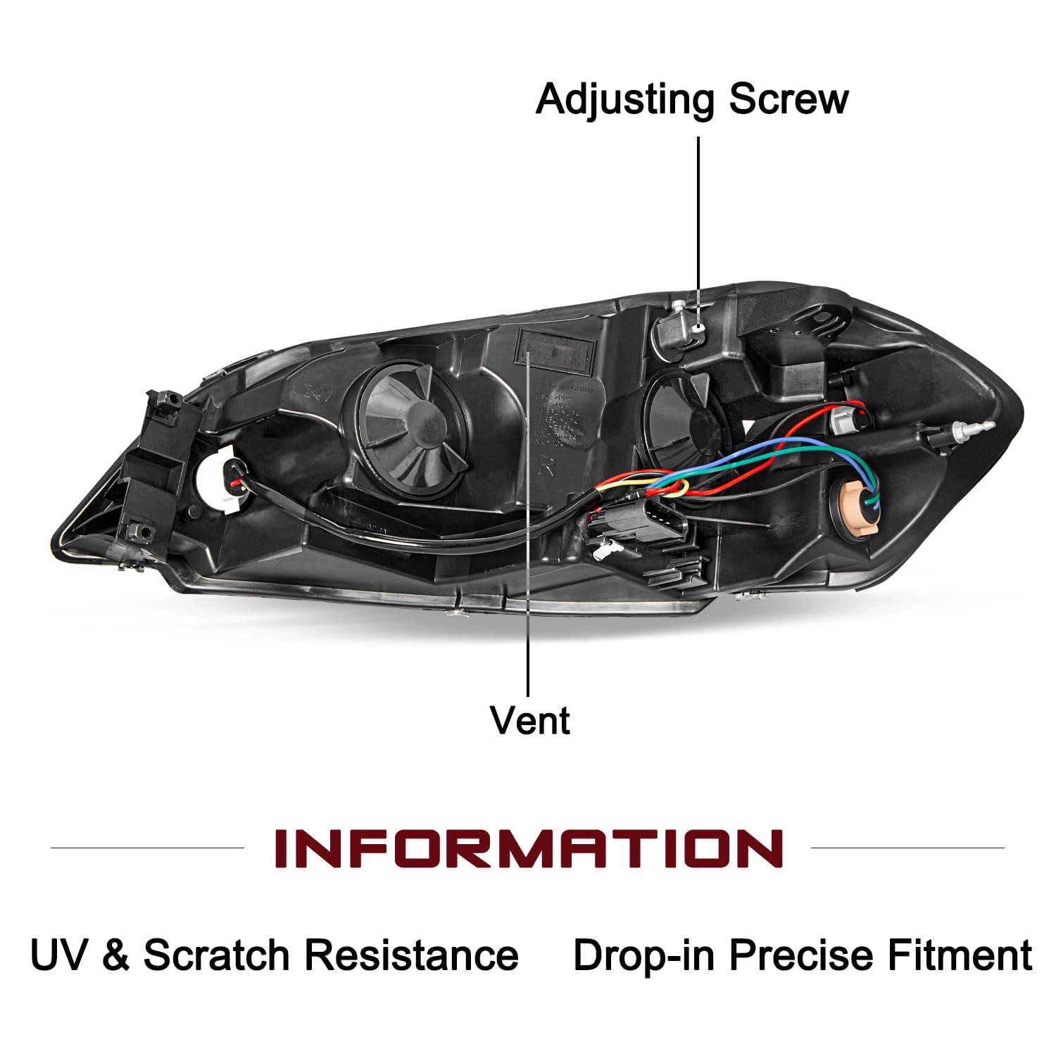 Jsboyat Headlight Assembly With Bulbs Fit For 2006-2013 Chevy Impala / 2006-2007 Chevy Monte Carlo / 2014-2016 Chevy Impala Limi