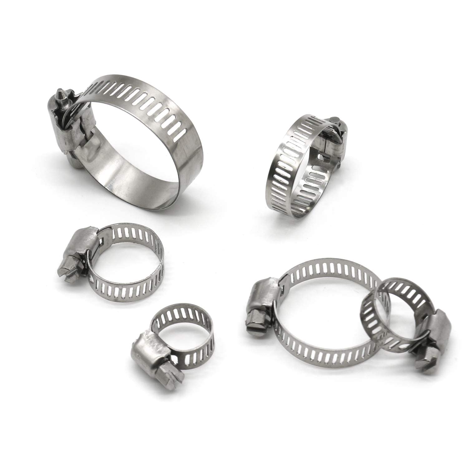 Zipcci Hose Clamp, 25 Pack Stainless Steel Worm Gear Fuel Line Hose Clamps, 13-19Mm (1/2-3/4 Inch)