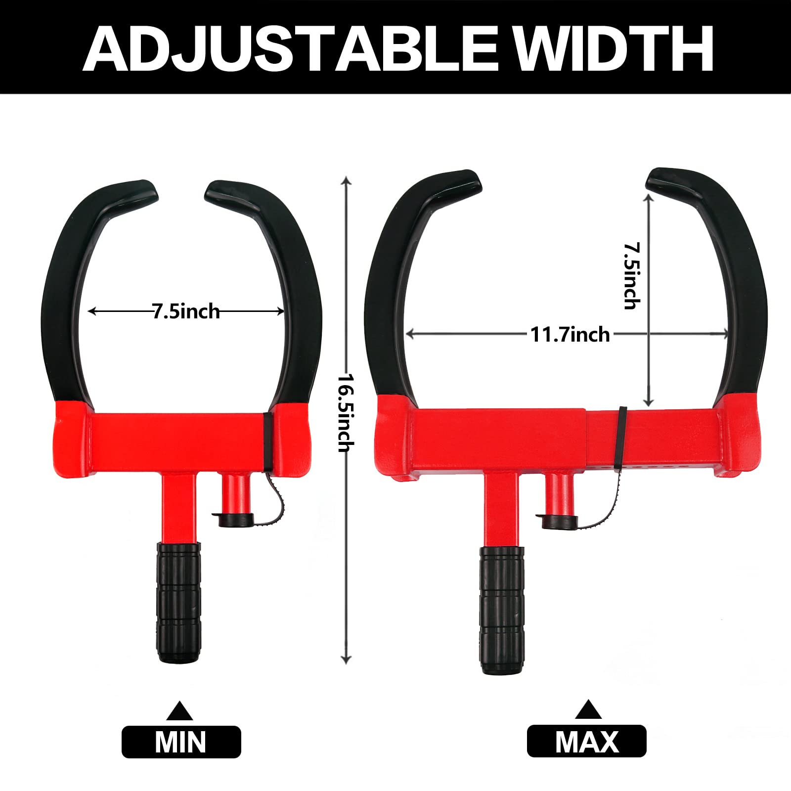 KAYCENTOP Wheel Clamp Lock - Anti Theft Tire Lock for SUVs, Trailers, Boats, ATVs - Fits Max 10" Tire Width - Red/Black - Model L2019
