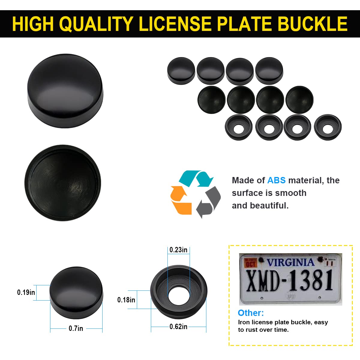 Black Anti Theft License Plate Screws, Stainless Steel Car Tag Plate Mounting Hardware, Auto Fasteners For Locking License Plate