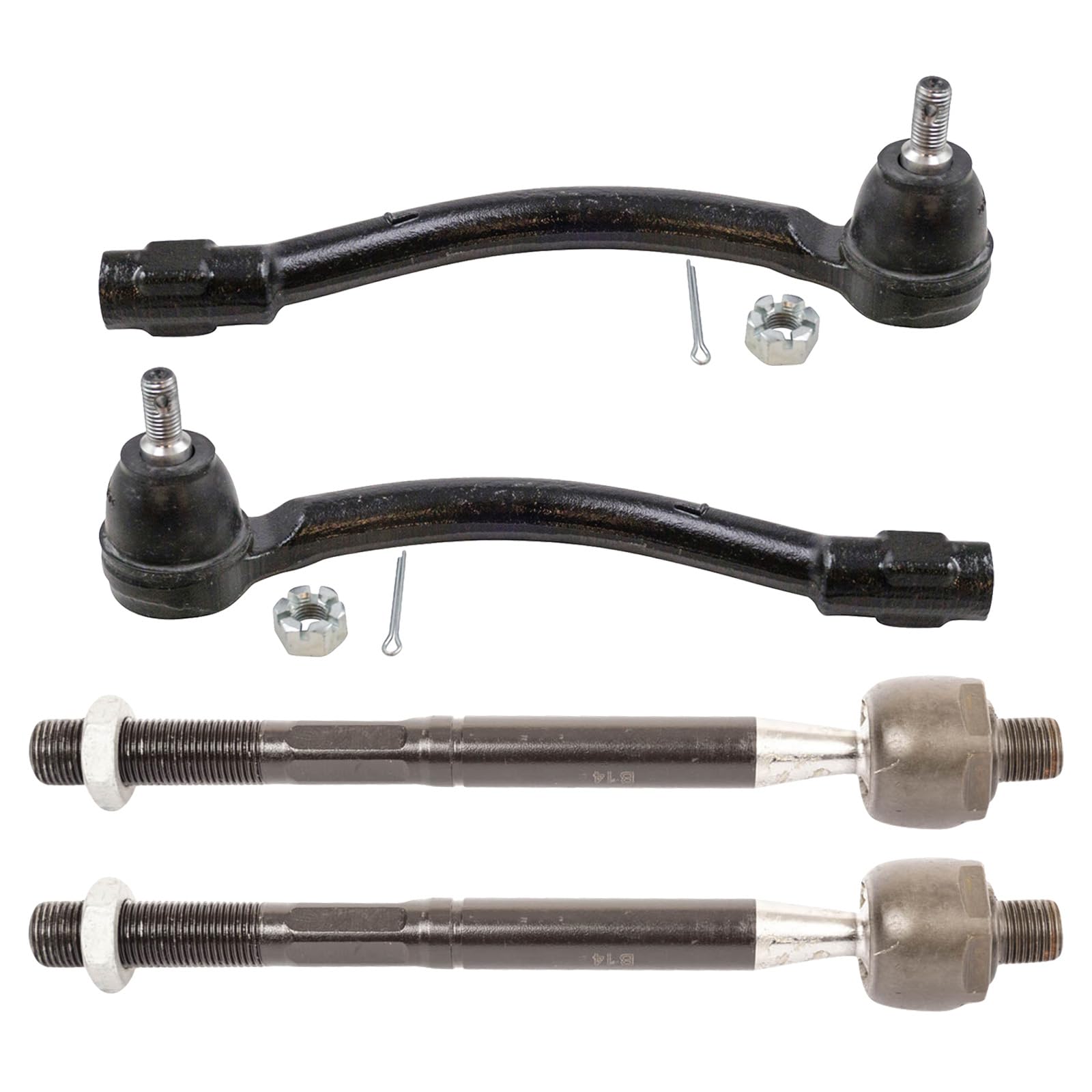 Trq Front Inner & Outer Tie Rod End Kit Set 4Pc Compatible With 2014-2019 Kia Soul 2015-2019 Soul Ev Es801074 Es801075 Ev801078