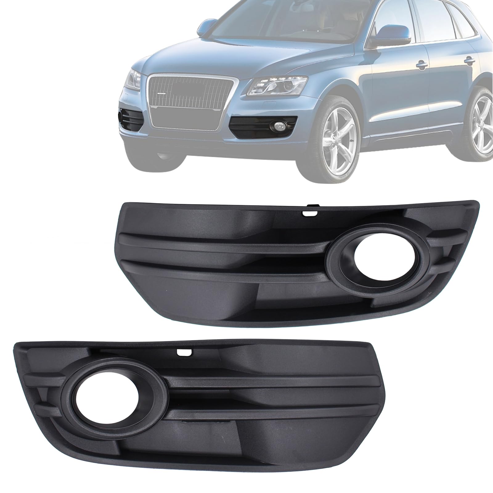 MOTOKU Pair Black Front Bumper Fog Light Grilles Cover Bezel Molding for Audi Q5 MK1 2009-2012 Left Driver and Right Passenger S