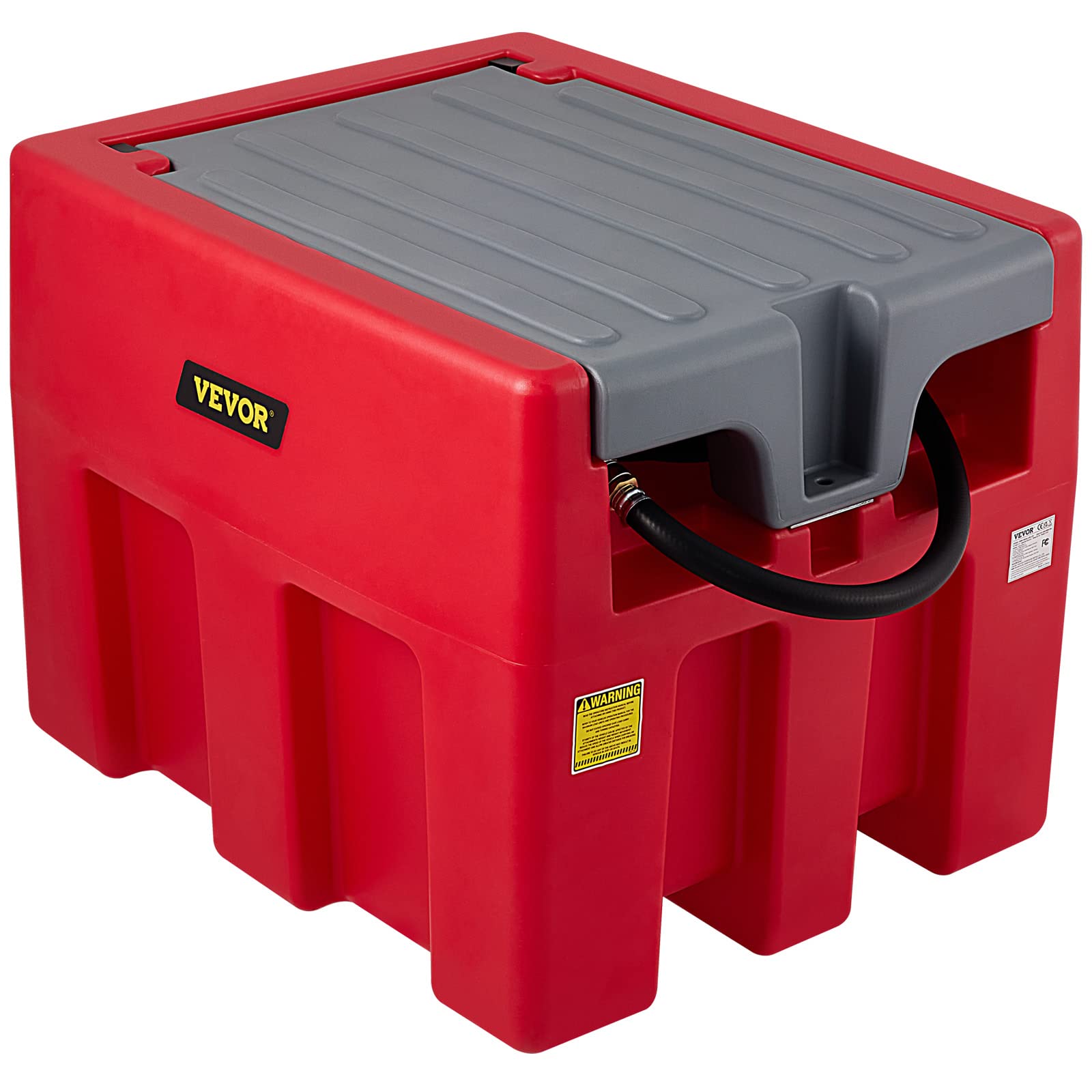 Vevor Portable Diesel Tank, 58 Gallon Capacity & 10 Gpm Flow Rate, Diesel Fuel Tank With 12V Electric Transfer Pump And 13.1Ft Rubber Hose, Pe Diesel Transfer Tank For Easy Fuel Transportation, Red