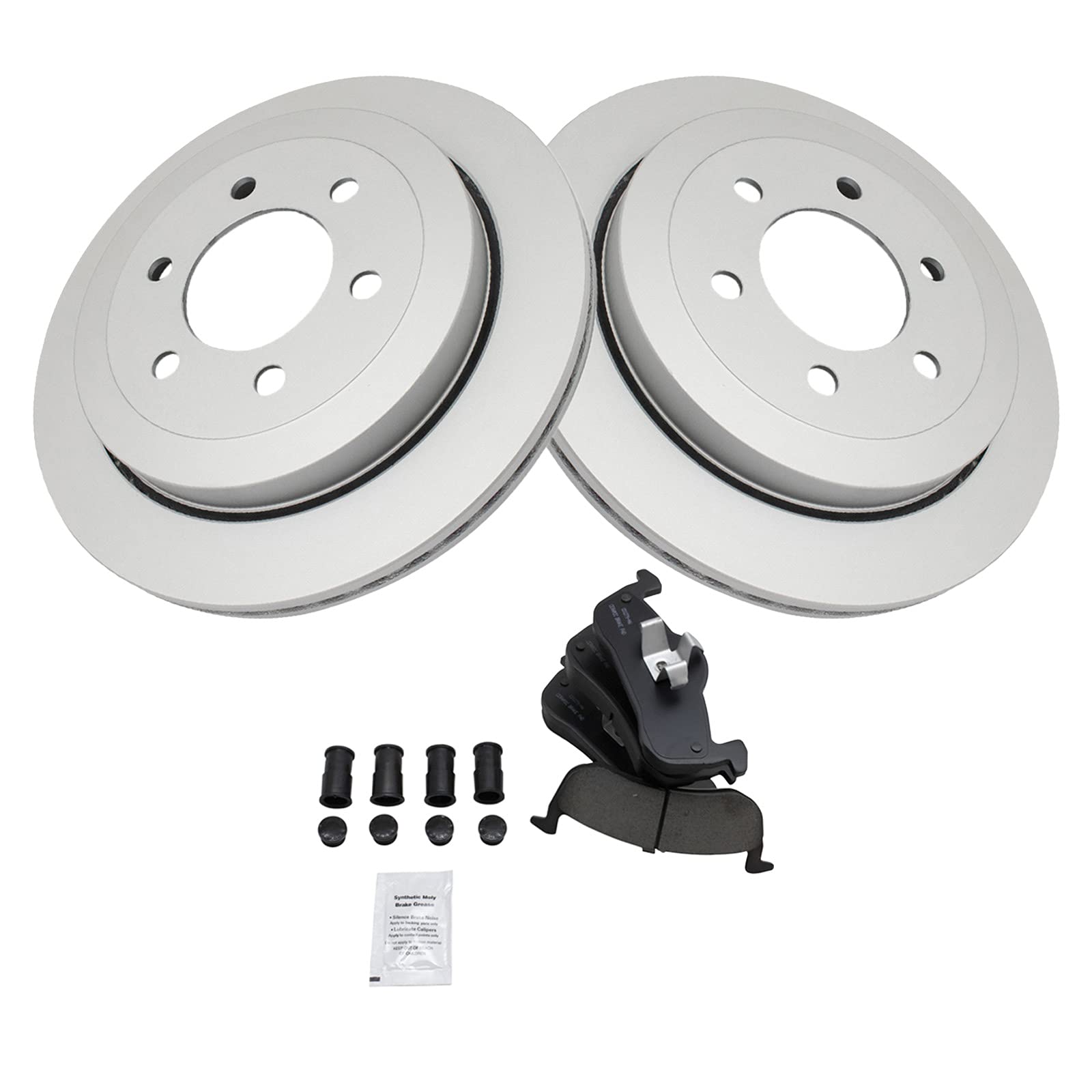 Trq Rear Brake Pad & Rotor Kit Brake Pads Brake Rotor Ceramic Vented Premium G-Coated Compatible With 2007-2017 Ford Expedition