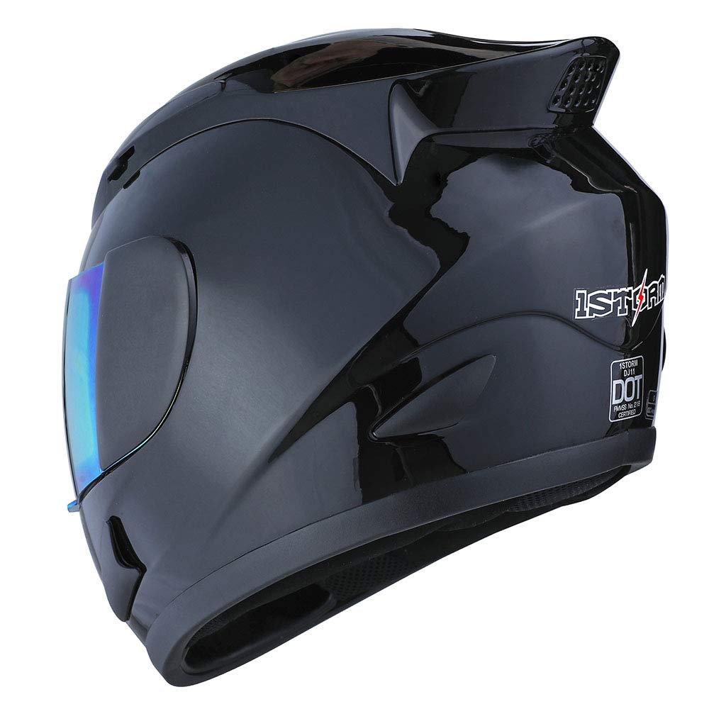 1Storm Full Face Motorcycle Helmet - Large (57-58 CM) - Glossy Black - Thermoplastic Material