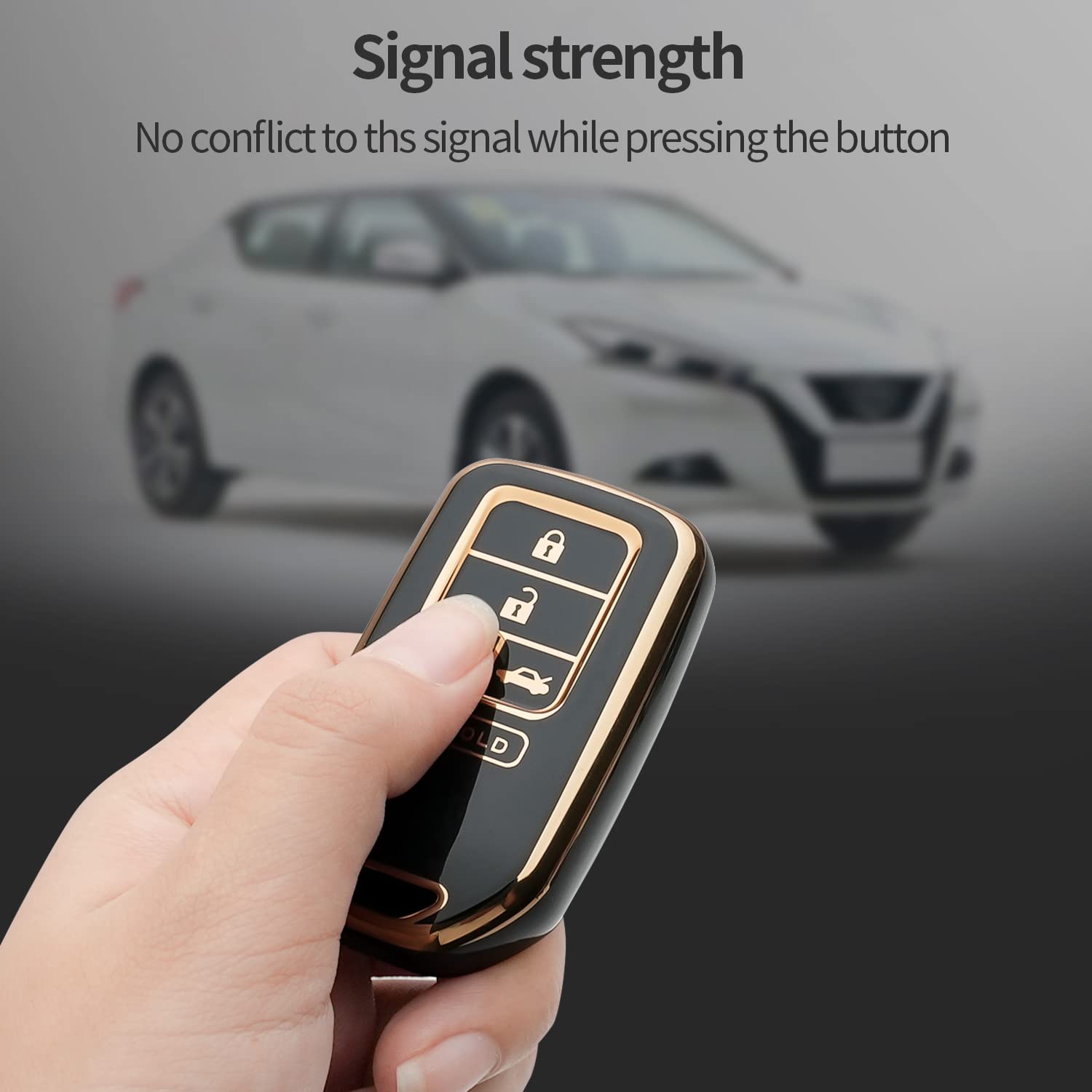Bqepe For Honda Key Fob Cover Keychain Fit For,Accord Civic Crv Pilot Odyssey Passport Smart Remote Key,Smart Key Shell Case (Black)
