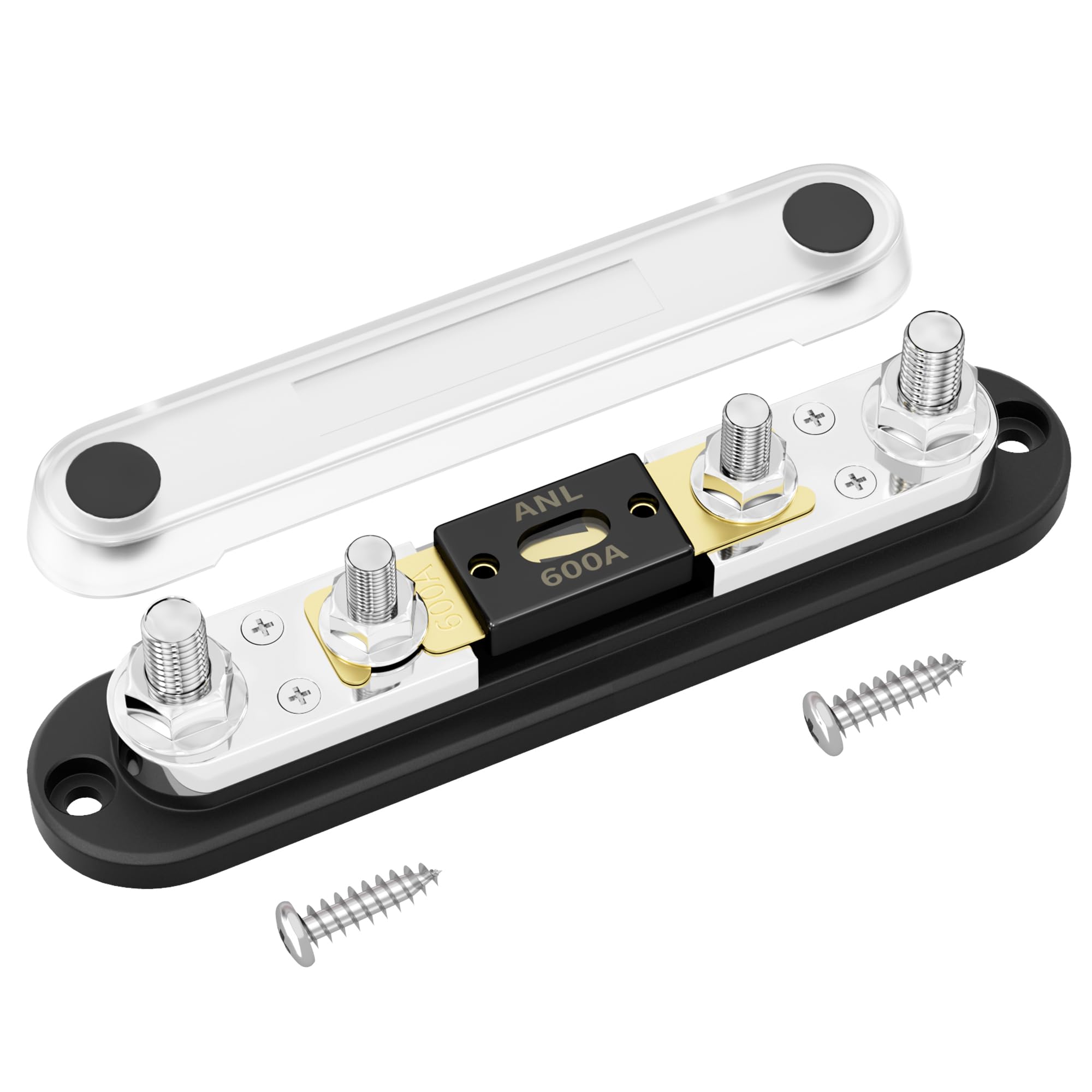 Daiertek Anl Fuse Holder With 600 Amp Anl Fuse M10 Stud Terminals Max 750A Marine Anl Fuse Block With Gold Plated 600A Anl Fuse For Automotive Car Truck Boat