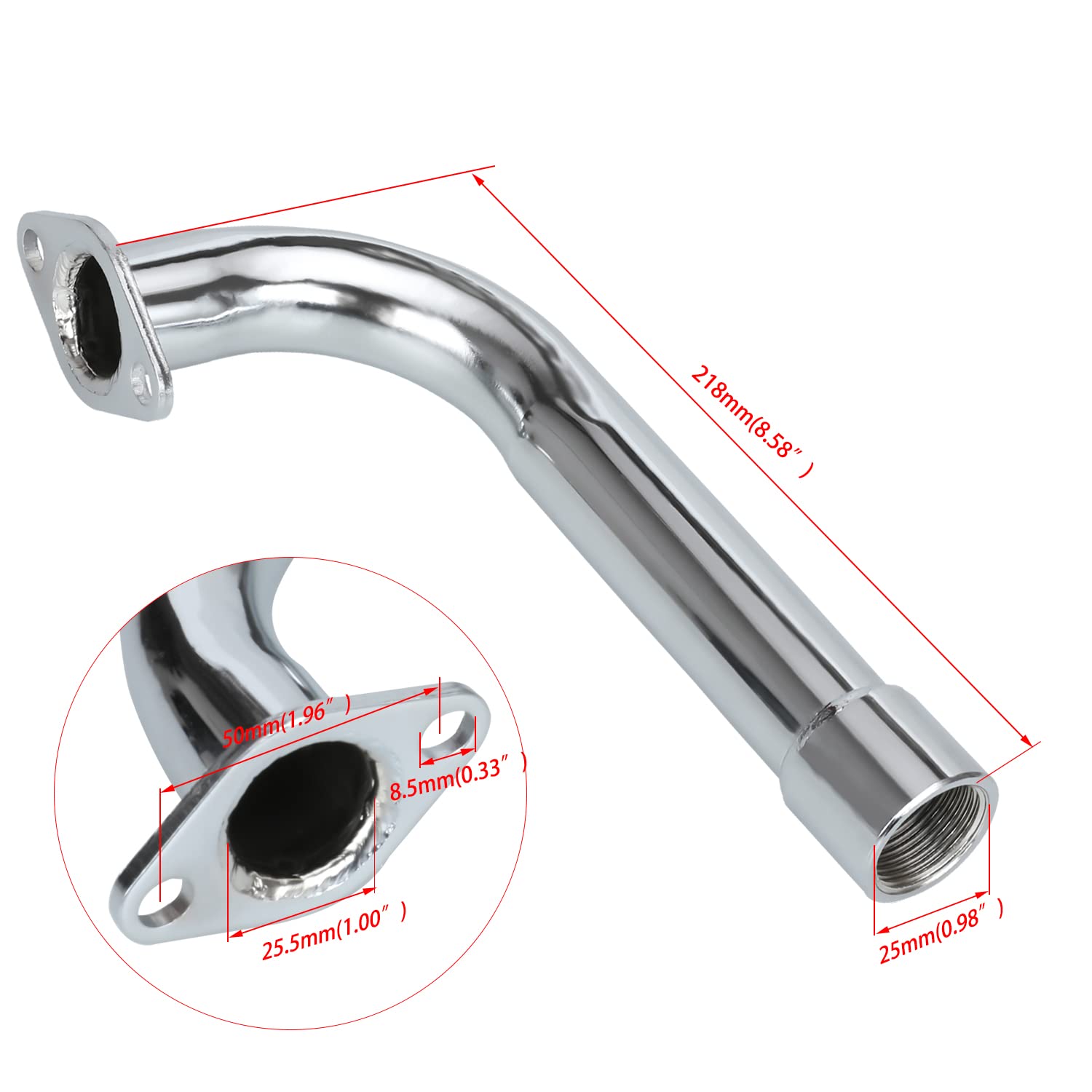 YOXUFA 420cc Exhaust Pipe Header Muffler for Predator 301cc, Metal, Model YO-HEP02-420, Ideal for Go Karts, Mini Bikes, and Racing Law