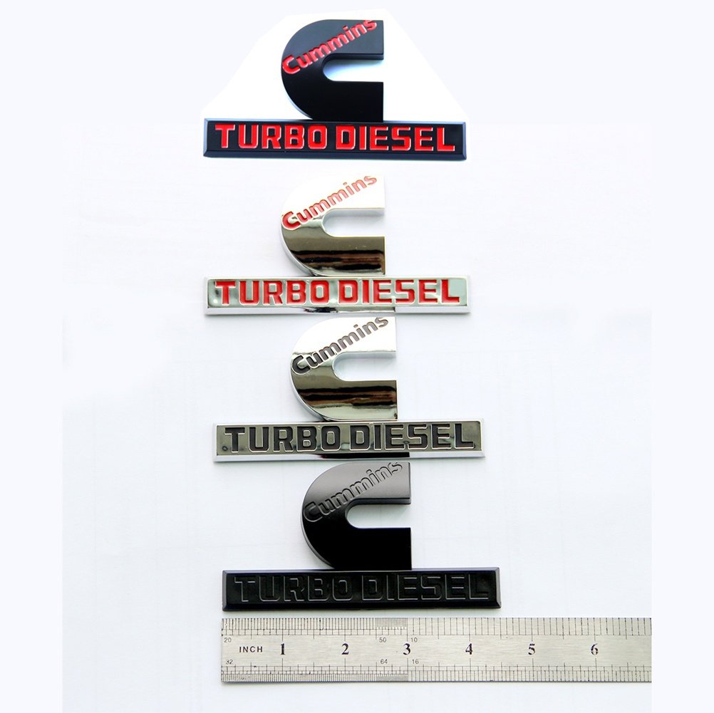 Yoaoo 2Pack Compatible With Cummins Turbo Emblem Badge High Output 2500 3500 Emblem Glossy Chrome 4.5'' By 2.9'' Inches