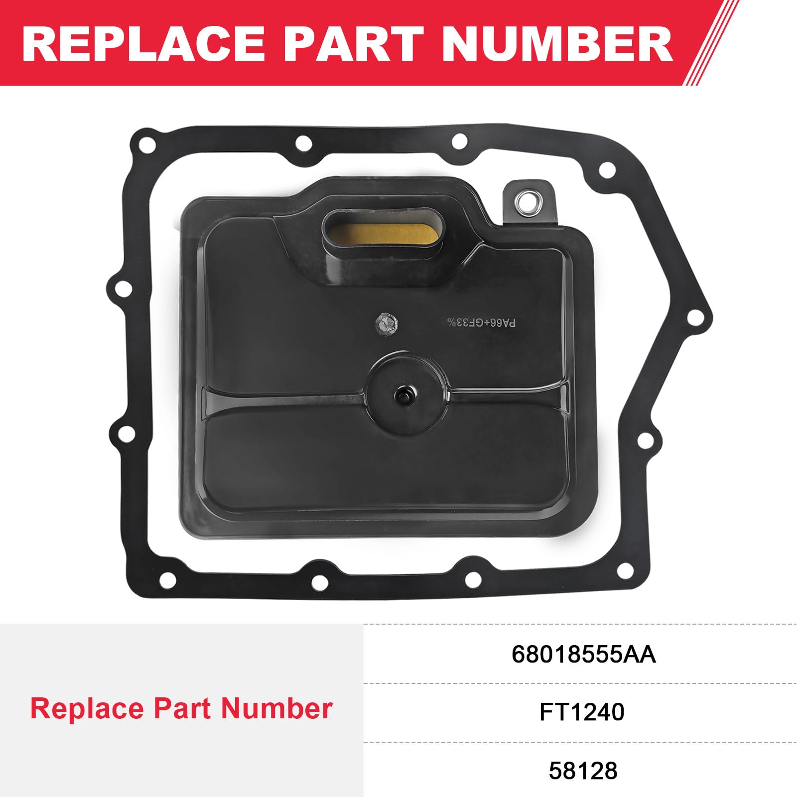 Fitede 62TE Automatic Transmission Filter with Gasket Kit Fits for Dodge Grand Caravan Avenger Ram ProMaster Chrysler Town & Cou