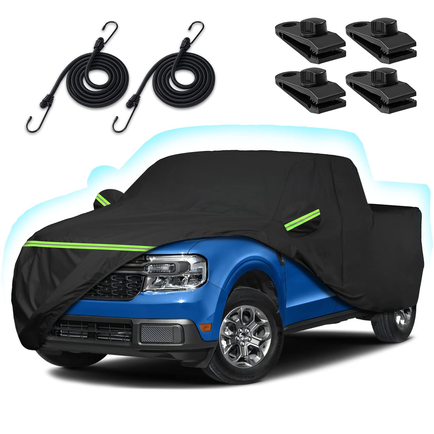 Truck Car Cover For 2021-2025 Ford Maverick, 210T Sun Rain Uv Dust Snow Protection Waterproof 4.5 Feet Bed Pickup Covers With Zi
