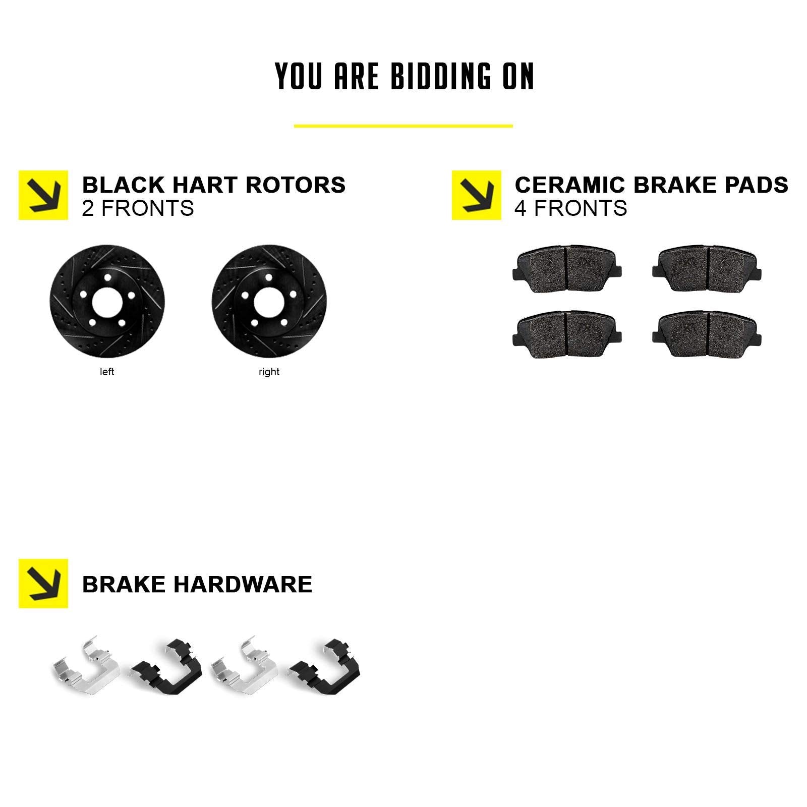 Hart Brakes Front Brakes And Rotors Kit |Front Brake Pads| Brake Rotors And Pads| Ceramic Brake Pads And Rotors - Bhcf.62067.02