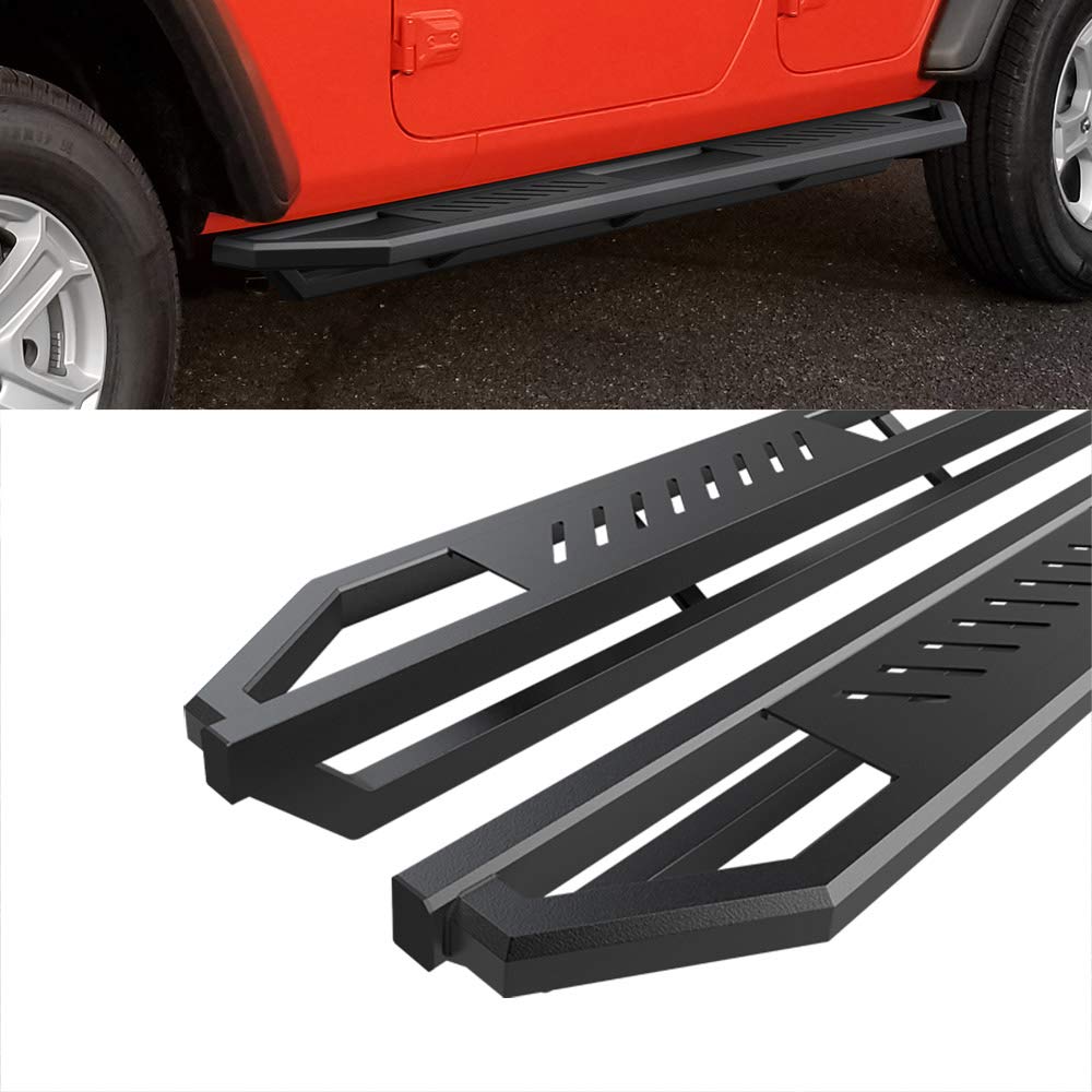 HD Ridez Jeep Side Steps Armor, 6.5" Aluminum Black, Compatible with Jeep Wrangler JL 2018-2024, Model HDR-IA97S8882