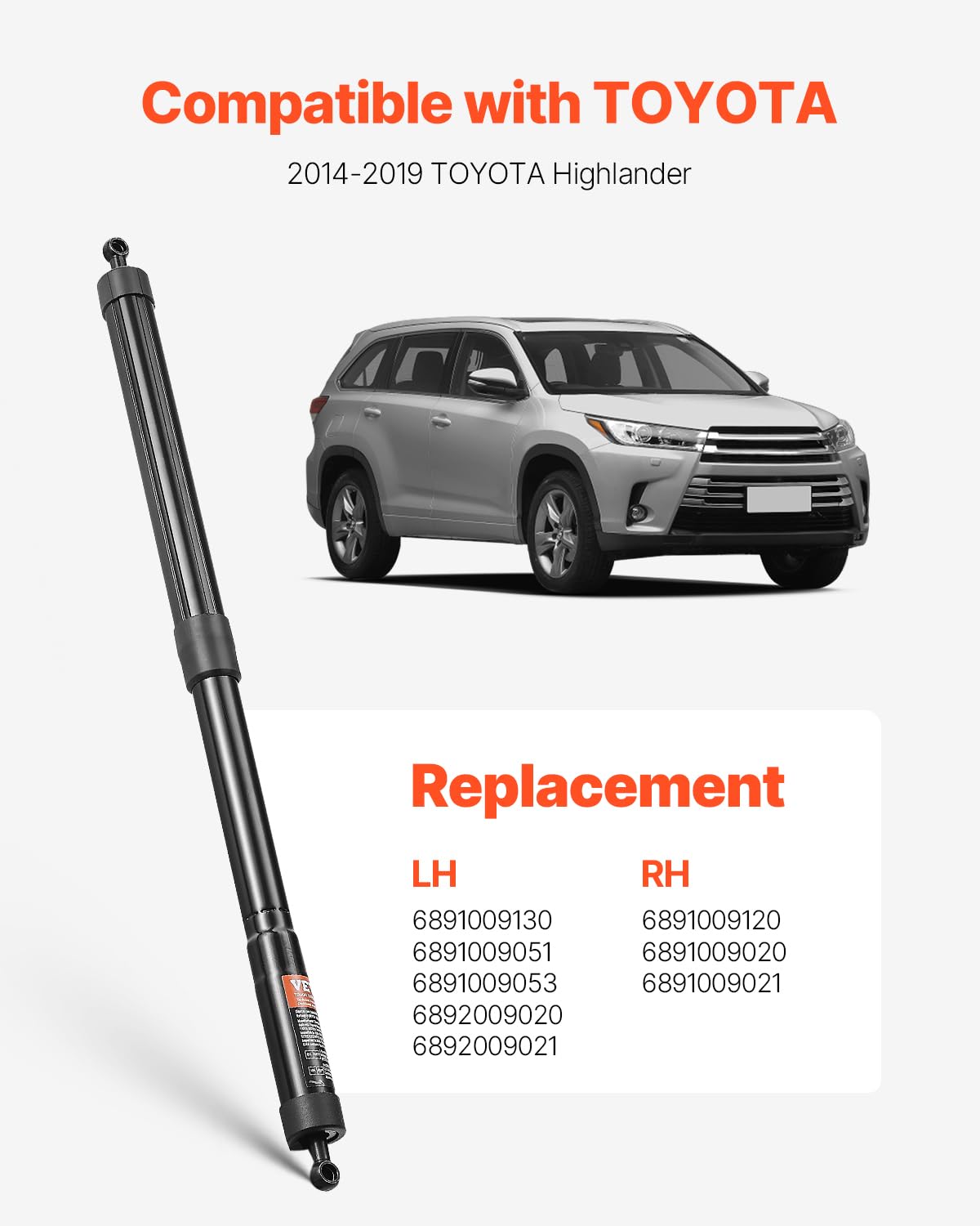 VEVOR Rear Left & Right Tailgate Power Lift Support, Compatible with 2014-2019 TOYOTA Highlander, Electric Tailgate Liftgate Pow
