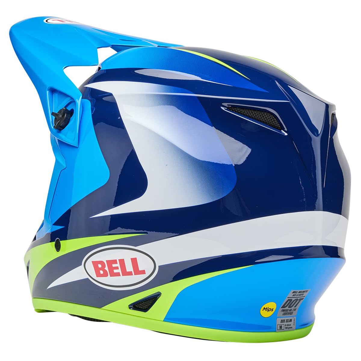Bell Mx-9 Mips Dirt Helmet (Gloss Jackal Blue/Hi-Viz Yellow - Medium)