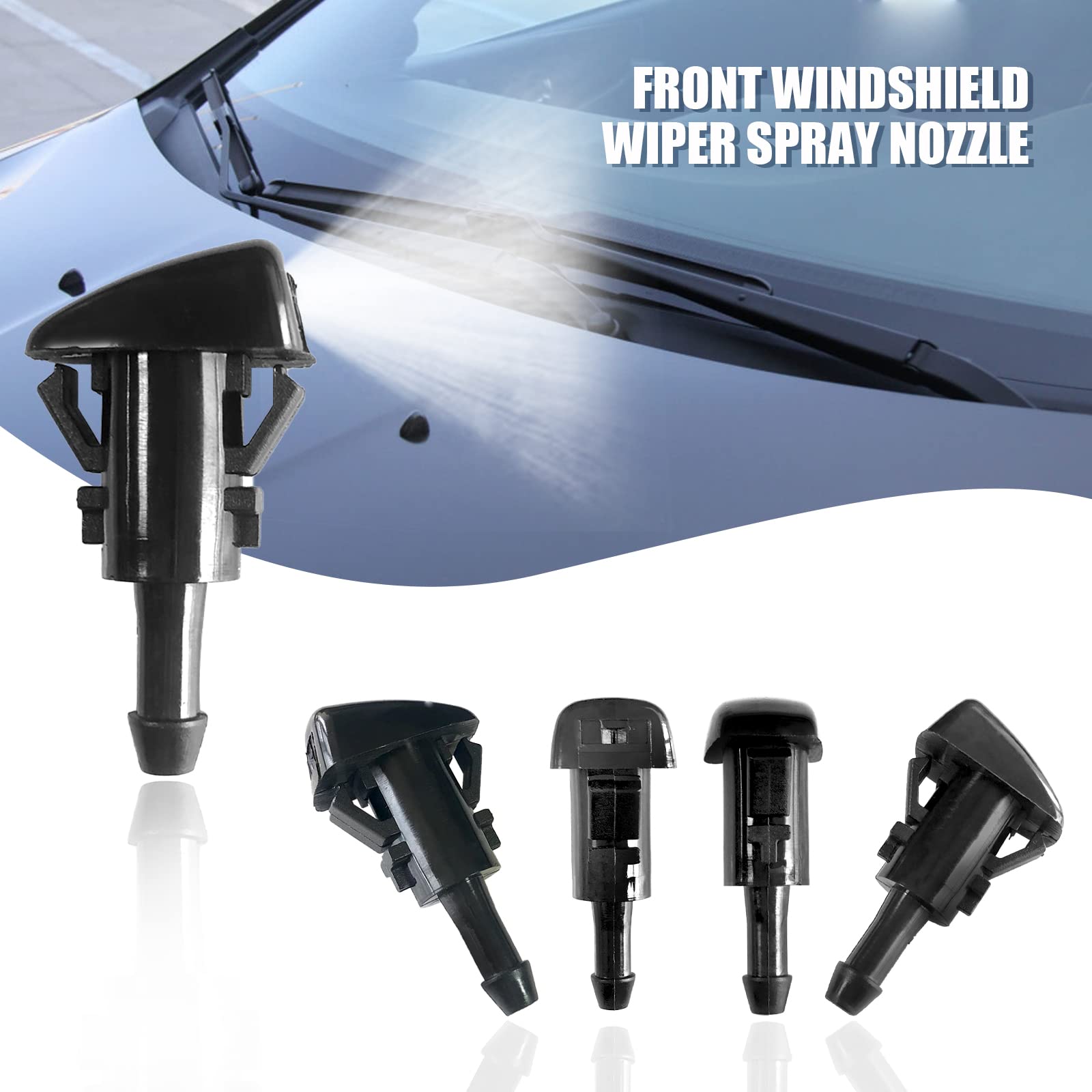 Windshield Washer Hose Kit, 2M Washer Fluid Hose+3 Pcs Hose Connectors+4 Fan Nozzles+4 Rubber Gaskets +30 Pcs Cap Heat Insulation Clips, Connect Car Water Pump And Nozzles, Suitable For Most Car