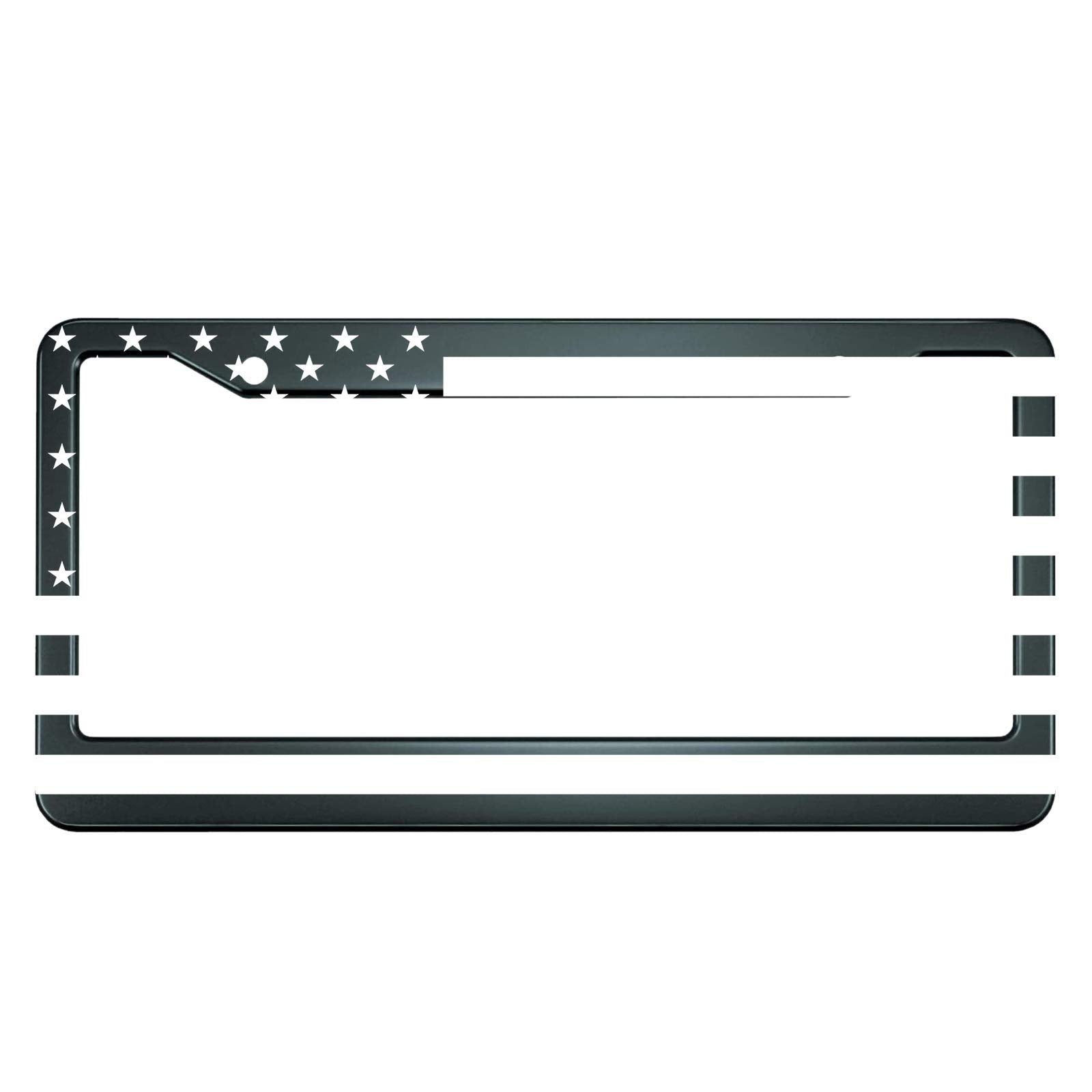 HOSNYE Black and White American Flag License Plate Frame Metal License Plate Cover Front Plates Frames Car Tag Frame for Women M
