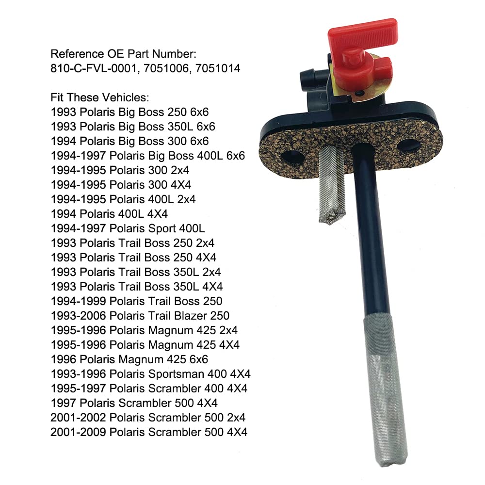 Fuel Shut Off Valve For Polaris Trail Scrambler Sportsman Big Boss 250 300 350 400 425 500 Replace 810-C-Fvl-0001 7051006 705101