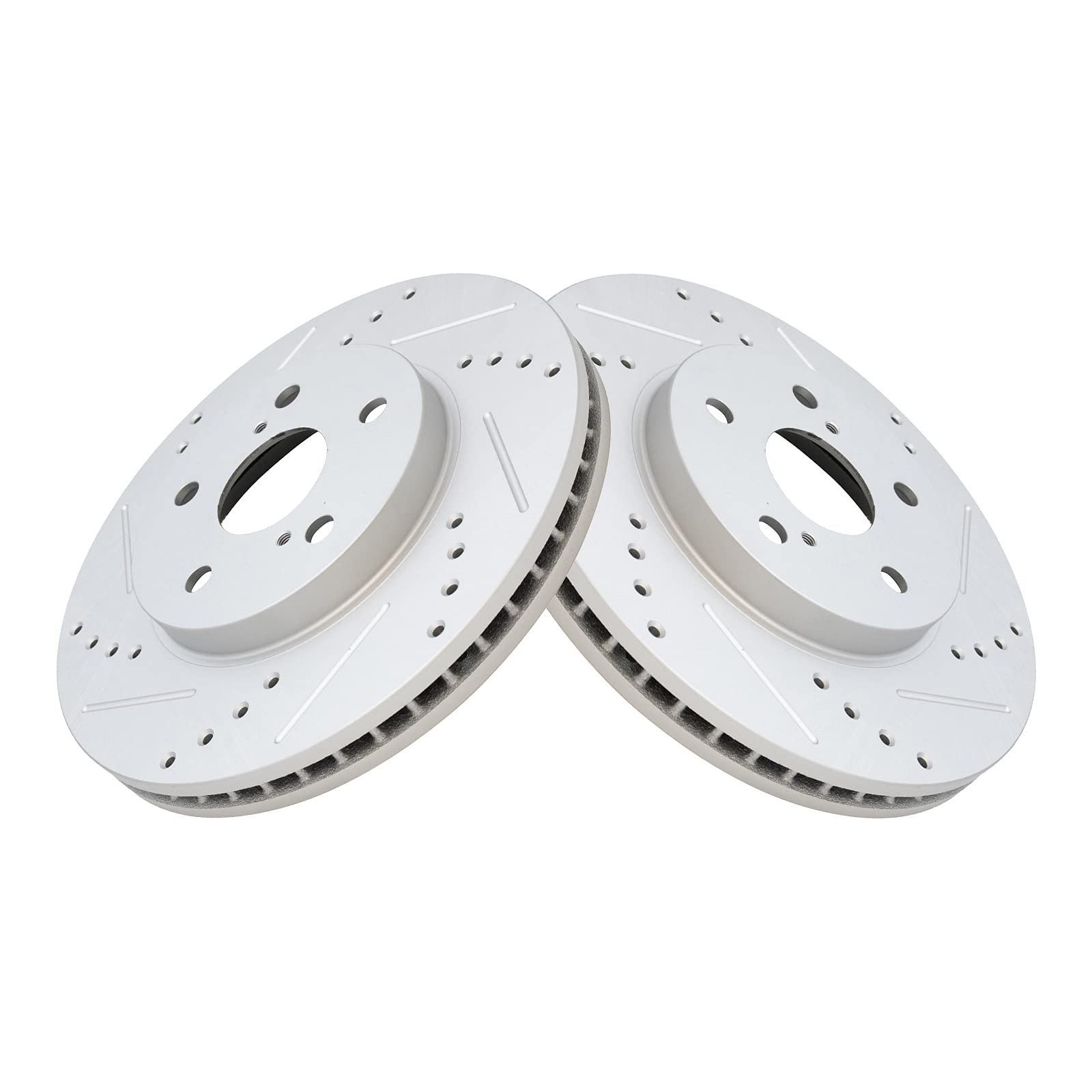Trq Front Performance Brake Rotor Drilled Slotted Pair Set For 2005-2007 Avalon / 2002-2006 Camry / 2003 Es300 / 2004-2006 Es330