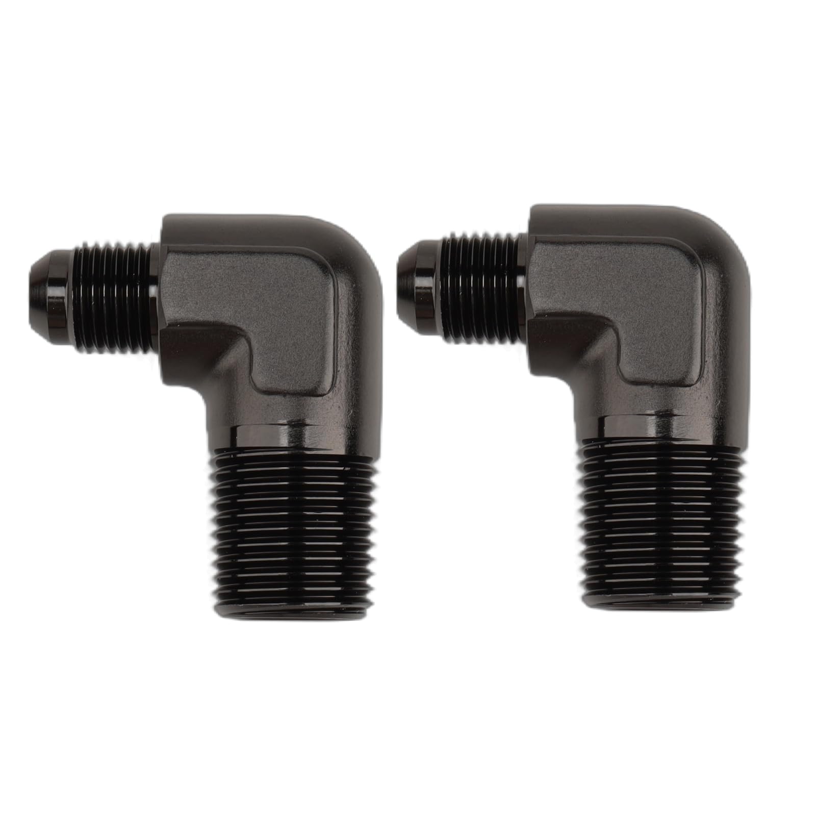 Ac Performance 90 Degree Elbow -4 An Male To 3/8'' Npt Male Fitting Adapter Connector Aluminum Black, Pack Of 2