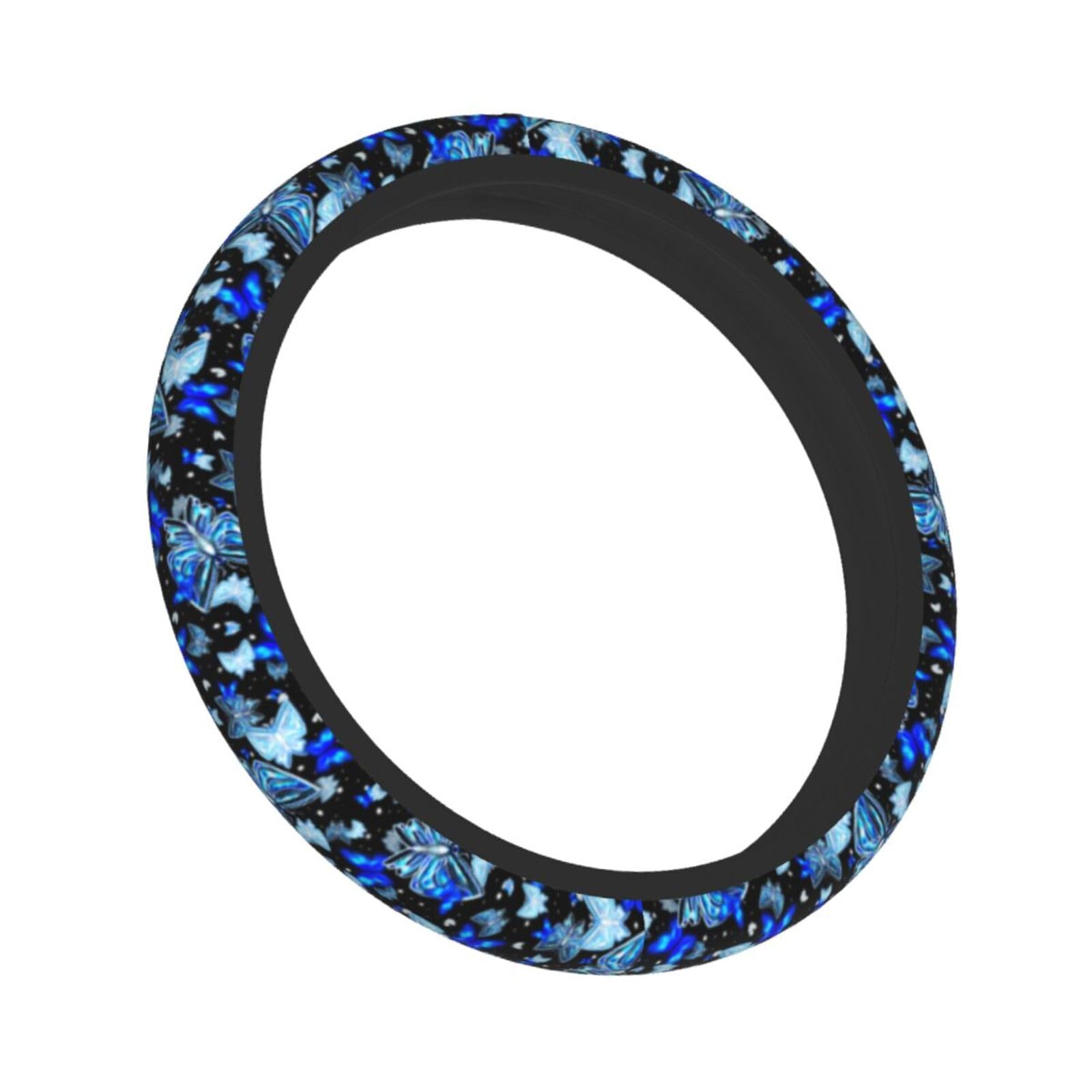 Blue Butterfly Steering Wheel Cover Universal 14.5-15 Inch Car Wheel Protector Anti-Slip Car Steering Wheel Accessories For Women Girls