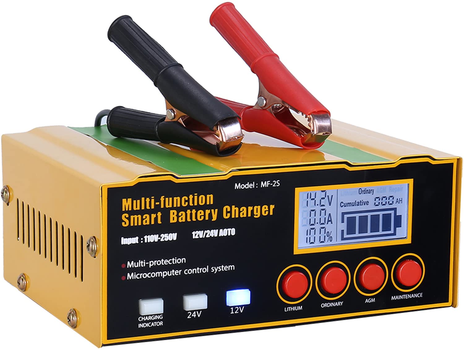 12-Amp Smart Battery Charger,Lithium,Lead-Acid(AGM/Gel/SLA) Pulse Repair Car Battery Charger,Trickle Charger,Maintainer/Deep Cyc