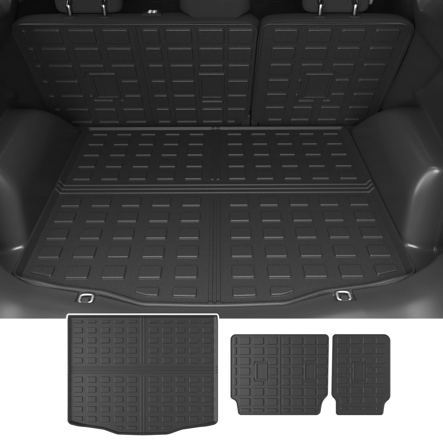 powoq Cargo Liner for 2020-2025 Ford Escape - TPE Trunk Mat & Backrest Mat, All Season Protection, Model FORDE01