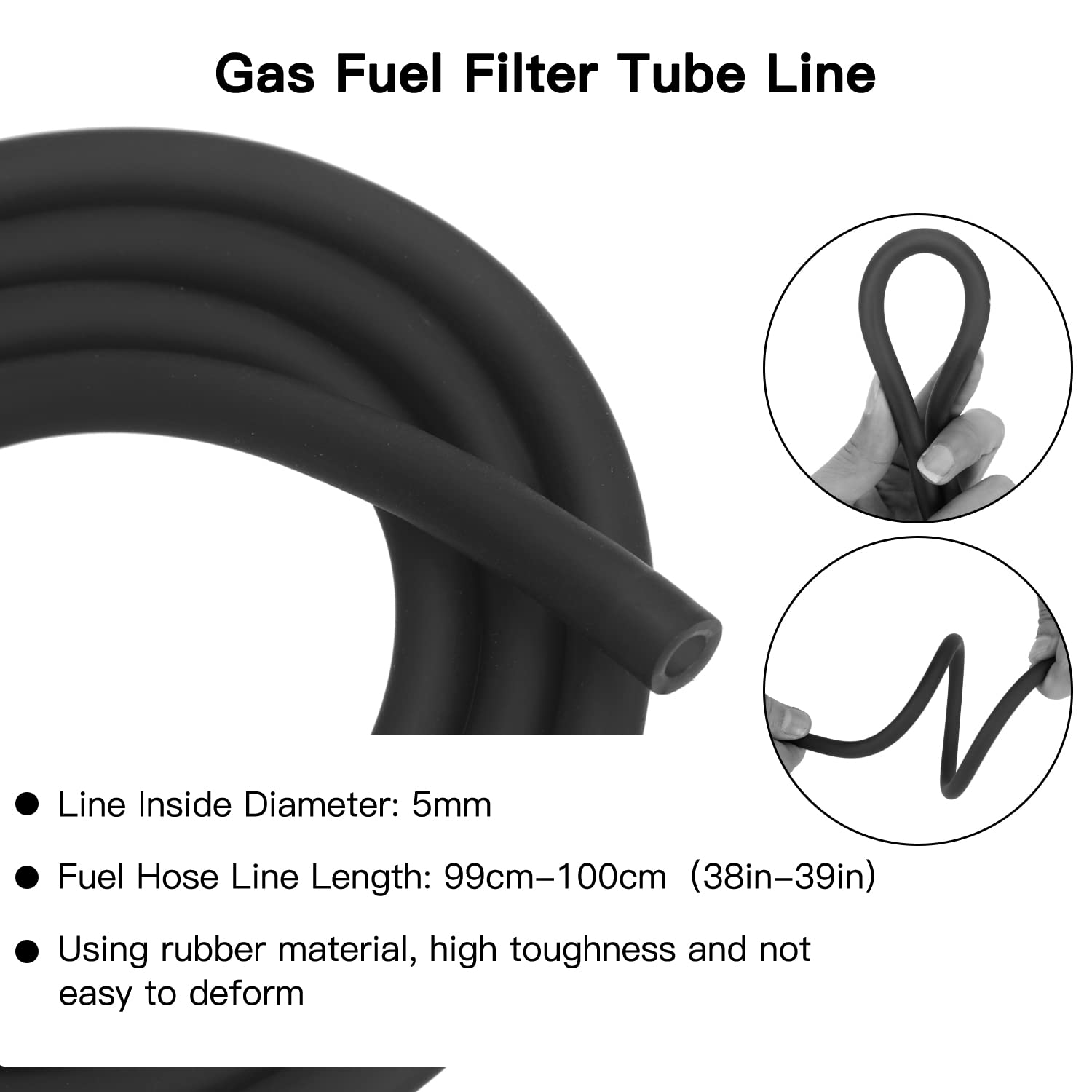 Grehua Dirt Bike Gas Line With Filter Compatible With Gy6 50Cc 90Cc 110Cc 150Cc 139Qmb 157Qmj Taotao Ssr Trailmaster 150 Xrs Go Kart Atv Motorcycle Pitbike Scooter Moped Quad Buggy Parts Black