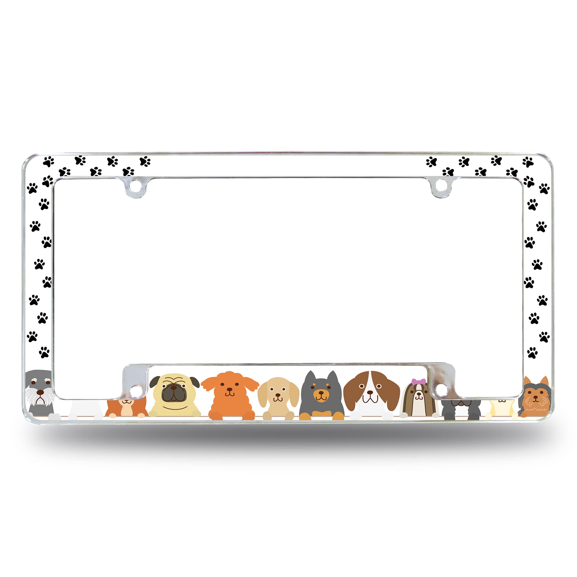 Rico Industries Dog Pattern All Over Automotive License Plate Frame for Car/Truck/SUV (12 x 6)
