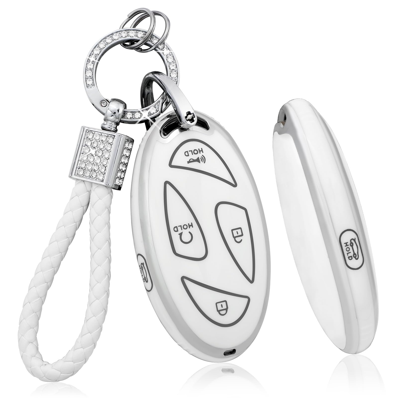 PIFOOG Key Fob Cover Fit for Hyundai Tucson 2025 2024 Elantra Santa Fe Sonata Kona Ioniq 6 5 Button Car Keys Shell Case Accessor