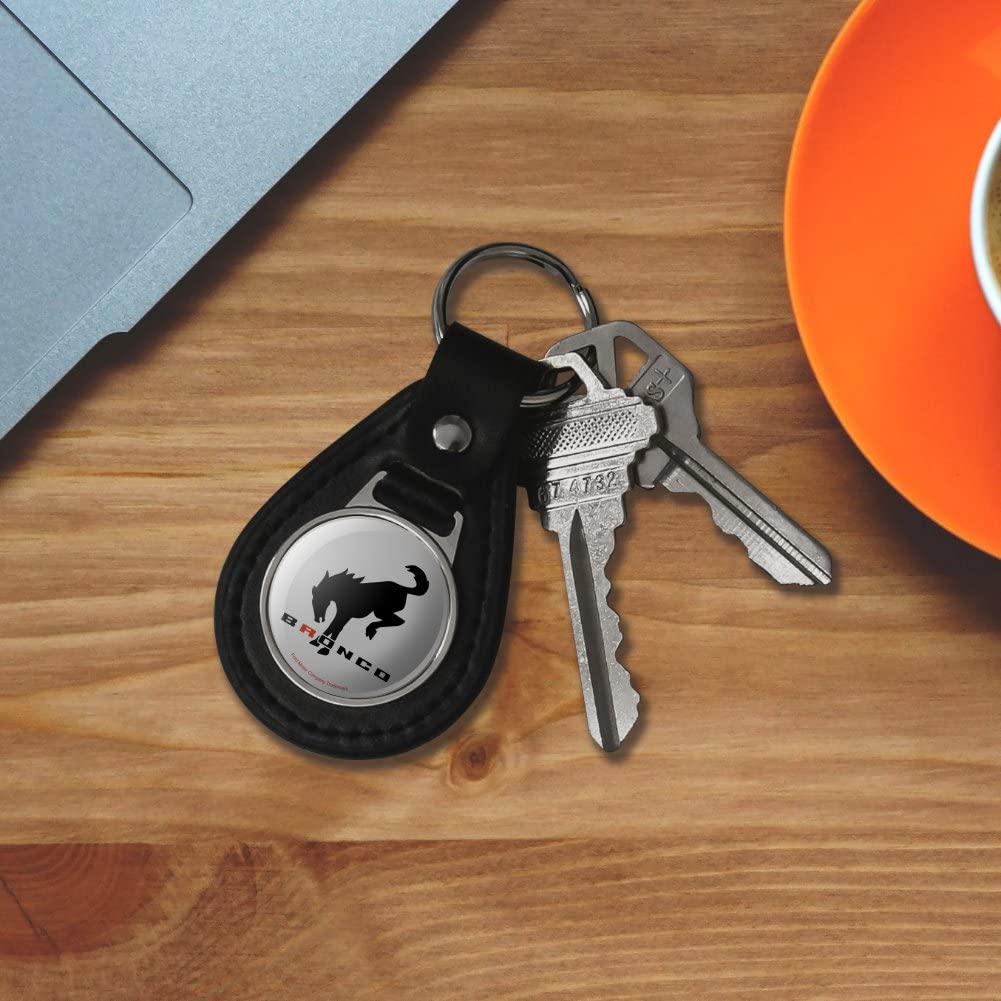 Graphics & More Black Leather Ford Buckin' Bronco Keychain