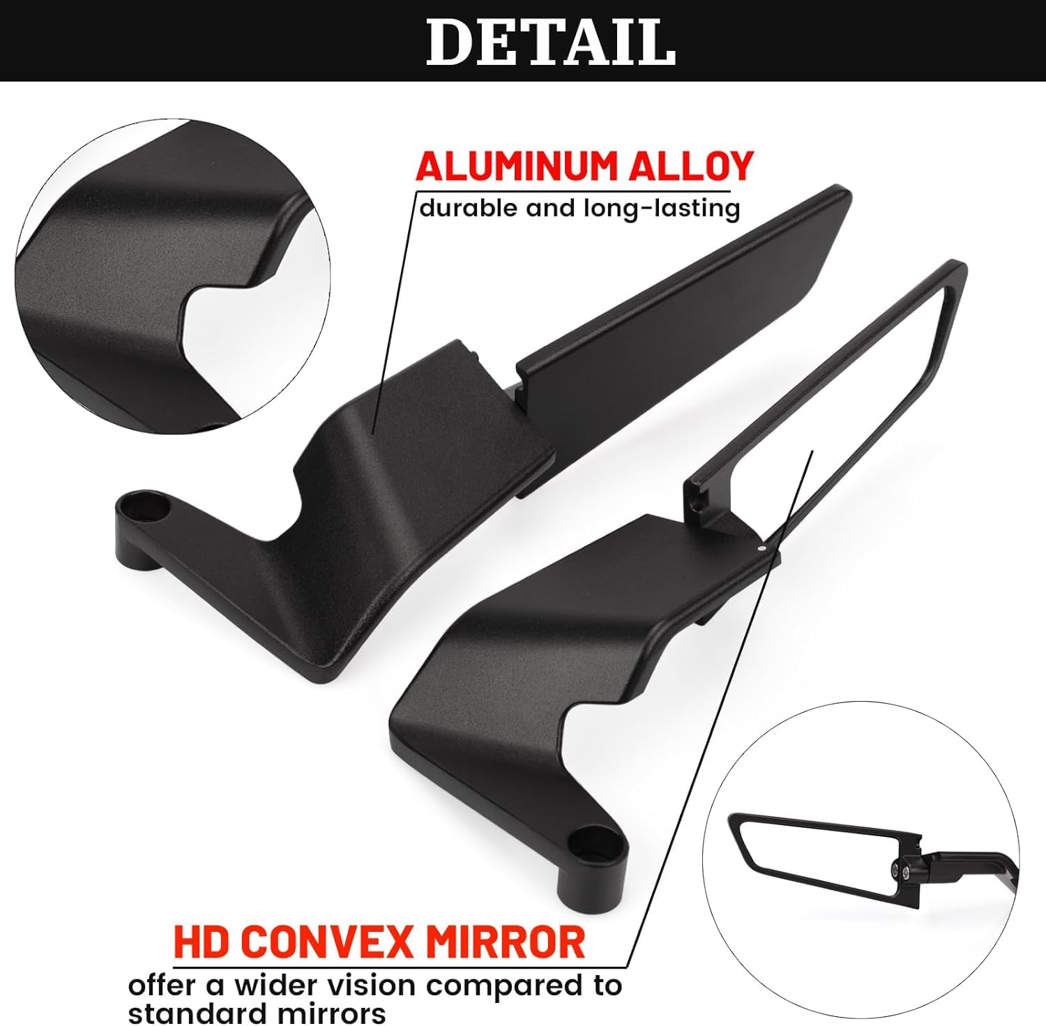 Xingwu Motorcycle Mirrors Adjustable Rotating Rear View Mirror Stealth Wind Wing Side Mirror For Z400 Z650 Z900 1290 Super Duke R Evo Abs 390 Duke Street Bike (Normal)
