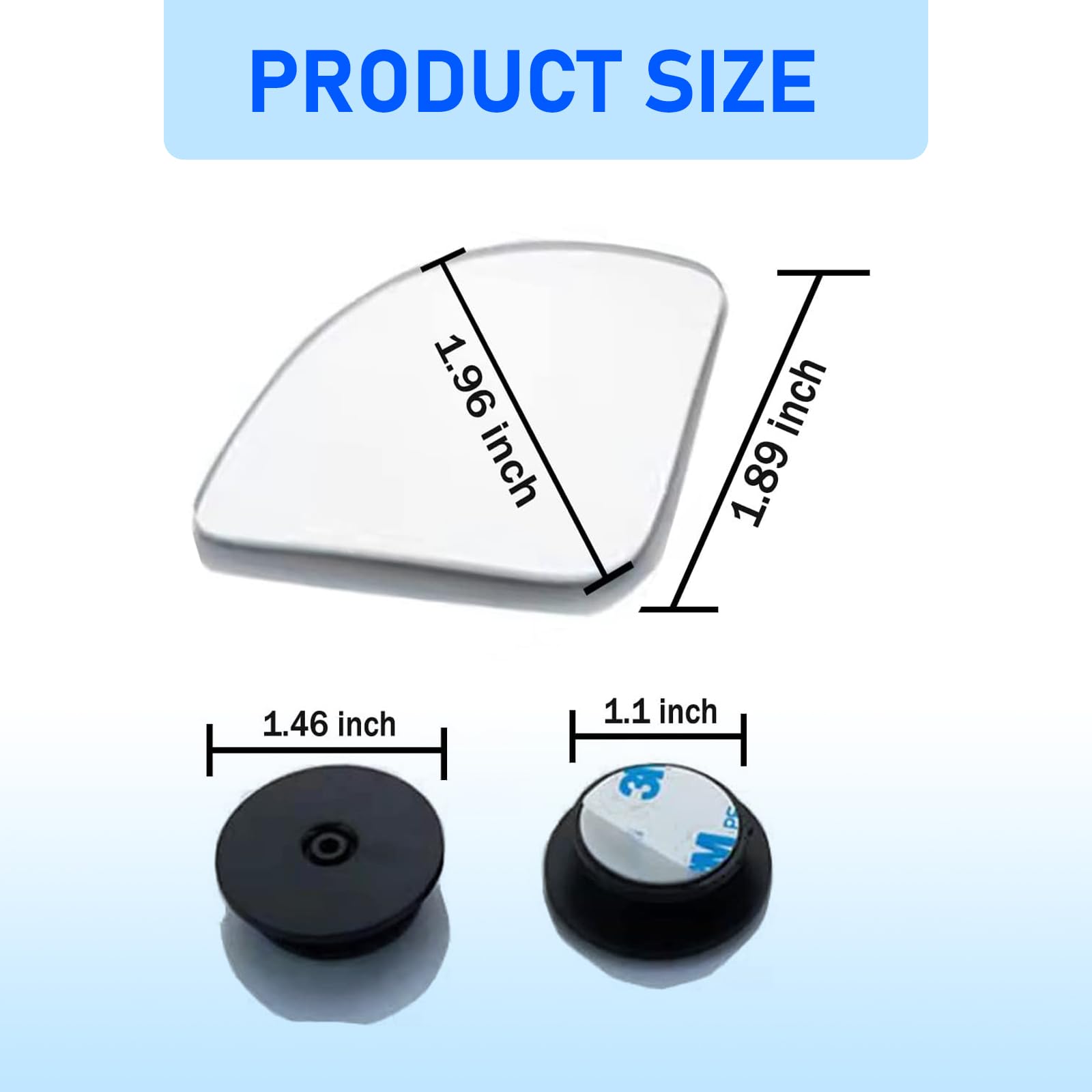 Zkfar Pack-2 Car Blind Spot Mirror, Hd Convex Glass Angle Adjustable For Side Rearview Mirrors, Fan Shaped Frameless Rotatable Wide Angle Blind Spot Mirror For Suv Truck Vehicles (Transparent)