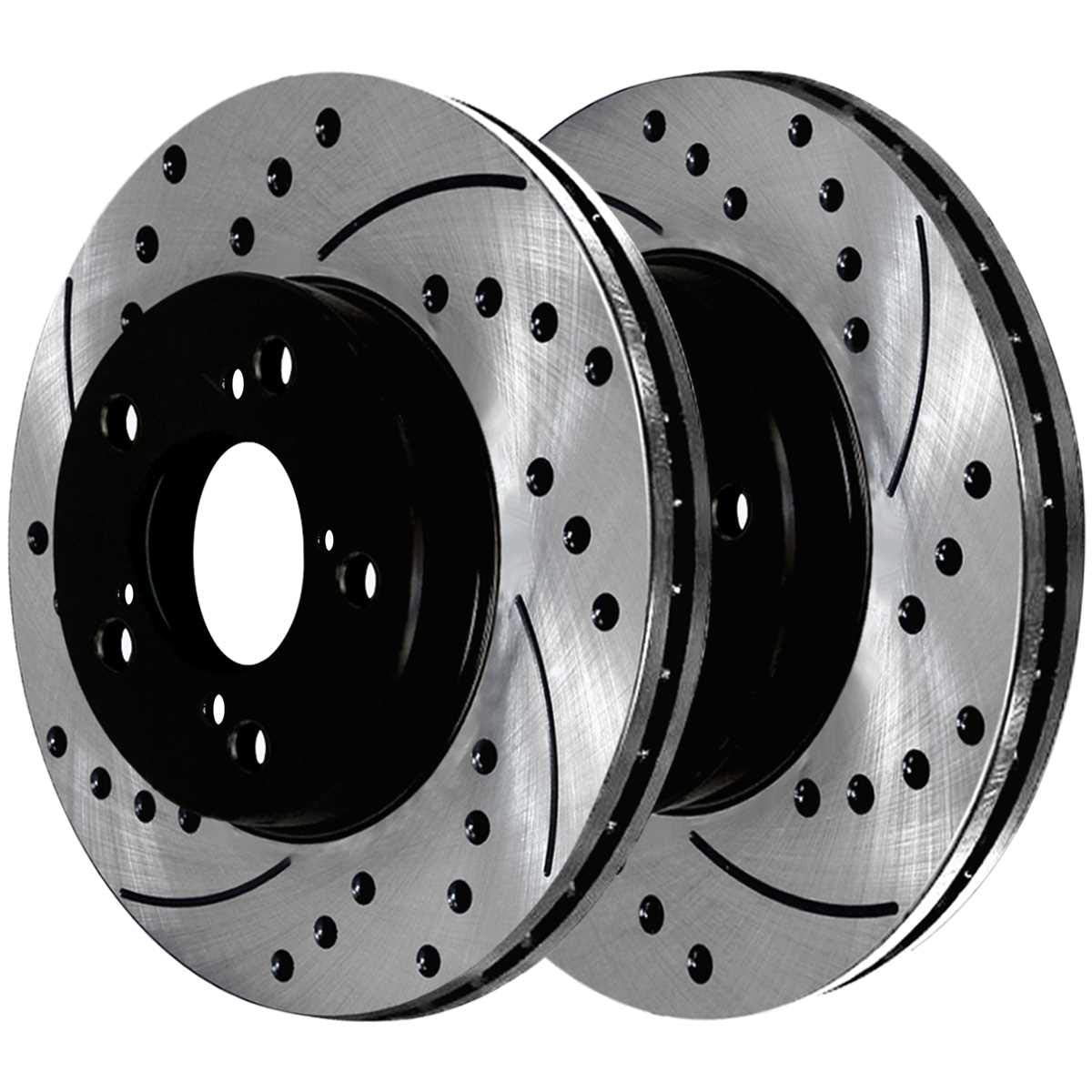 Autoshack Front Drilled And Slotted Brake Kit Rotors Black And Ceramic Pads Pair Of 2 Driver And Passenger Side Replacement For Acura Zdx Rlx 2007-2013 Mdx 2009-2015 Honda Pilot V6 Scdpr41470414701280