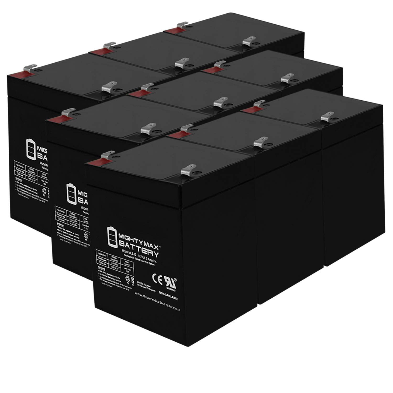 Mighty Max Battery Ml5-12 - 12V 5Ah Electric Trailer Brakes Breakaway Kit Rechargeable Battery - 9 Pack