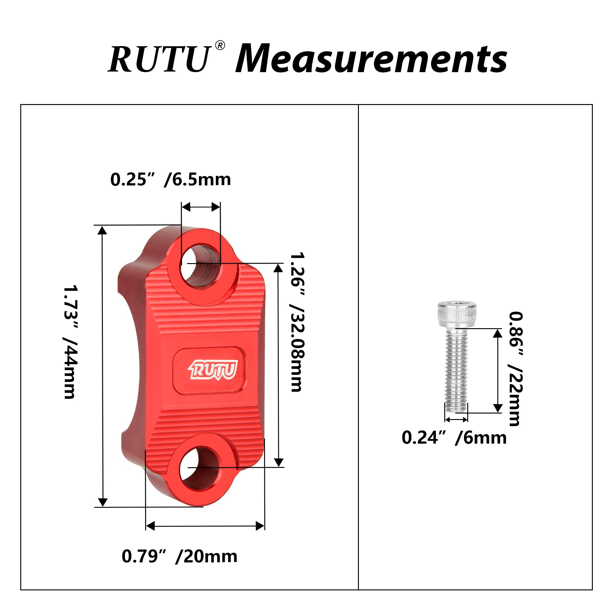 Rutu Cnc Motorcycle Clamp 7/8 Inch Dirt Bike Brake Lever Holder Clamp 1 1/8 For Brake Master Cylinder Clutch Perch Pit Bike Crf2