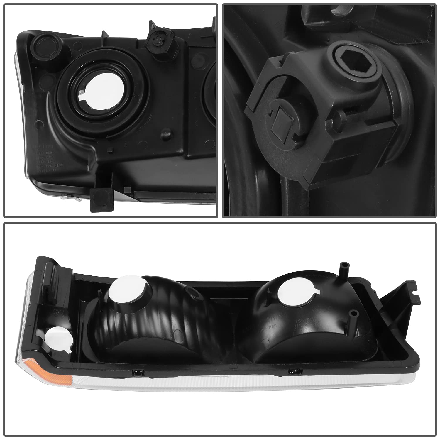 Dna Motoring Hl-Oh-Cs03-4P-Ch-Am Chrome Amber Headlights Compatible With 2003-2006 Chevy Silverado/Avalanche Fit Models Without