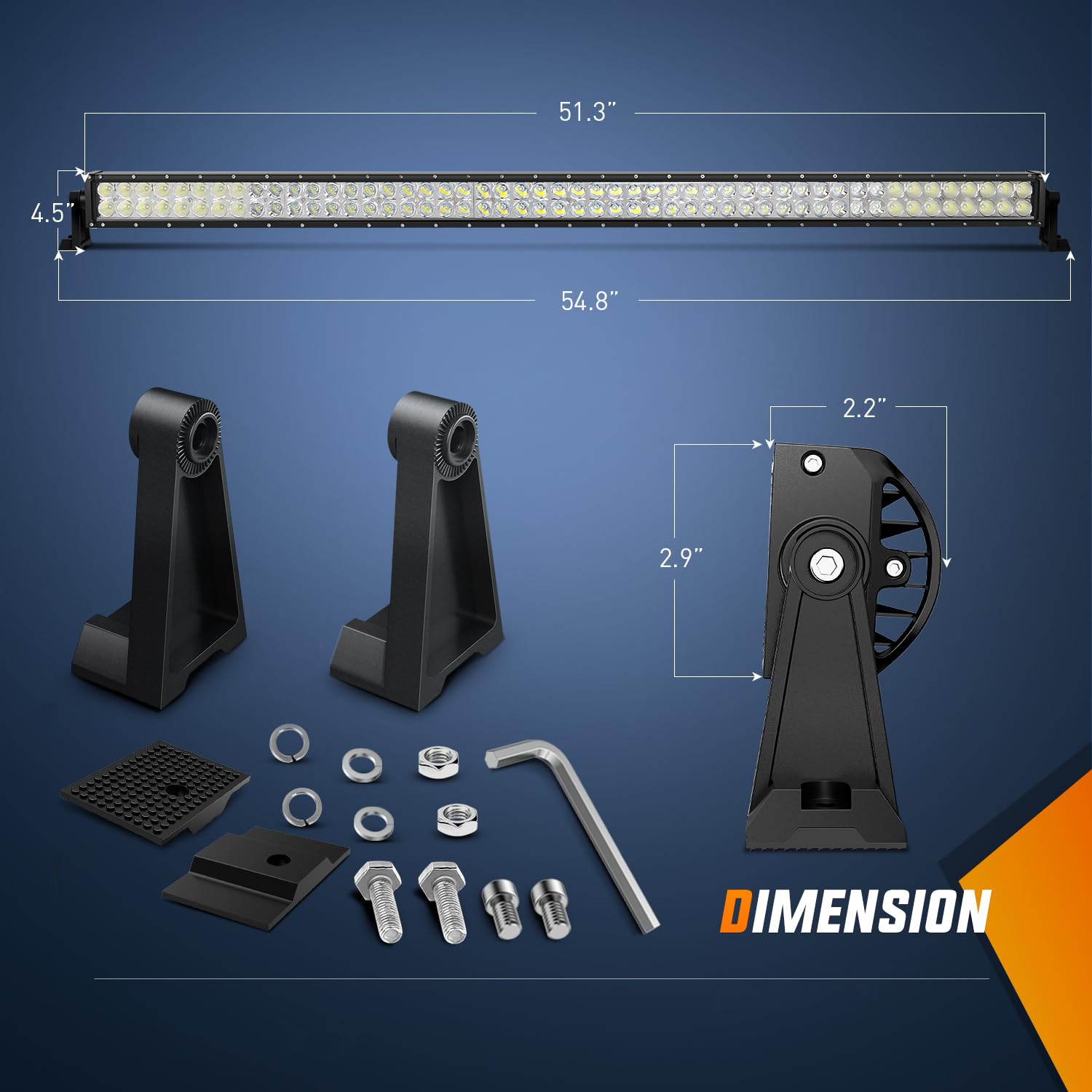 Nilight 52-Inch 300W LED Light Bar - Spot Flood Combo, Aluminum, 12V with Wiring Harness Kit, Model ZH118, For Trucks, 2-Year Warranty
