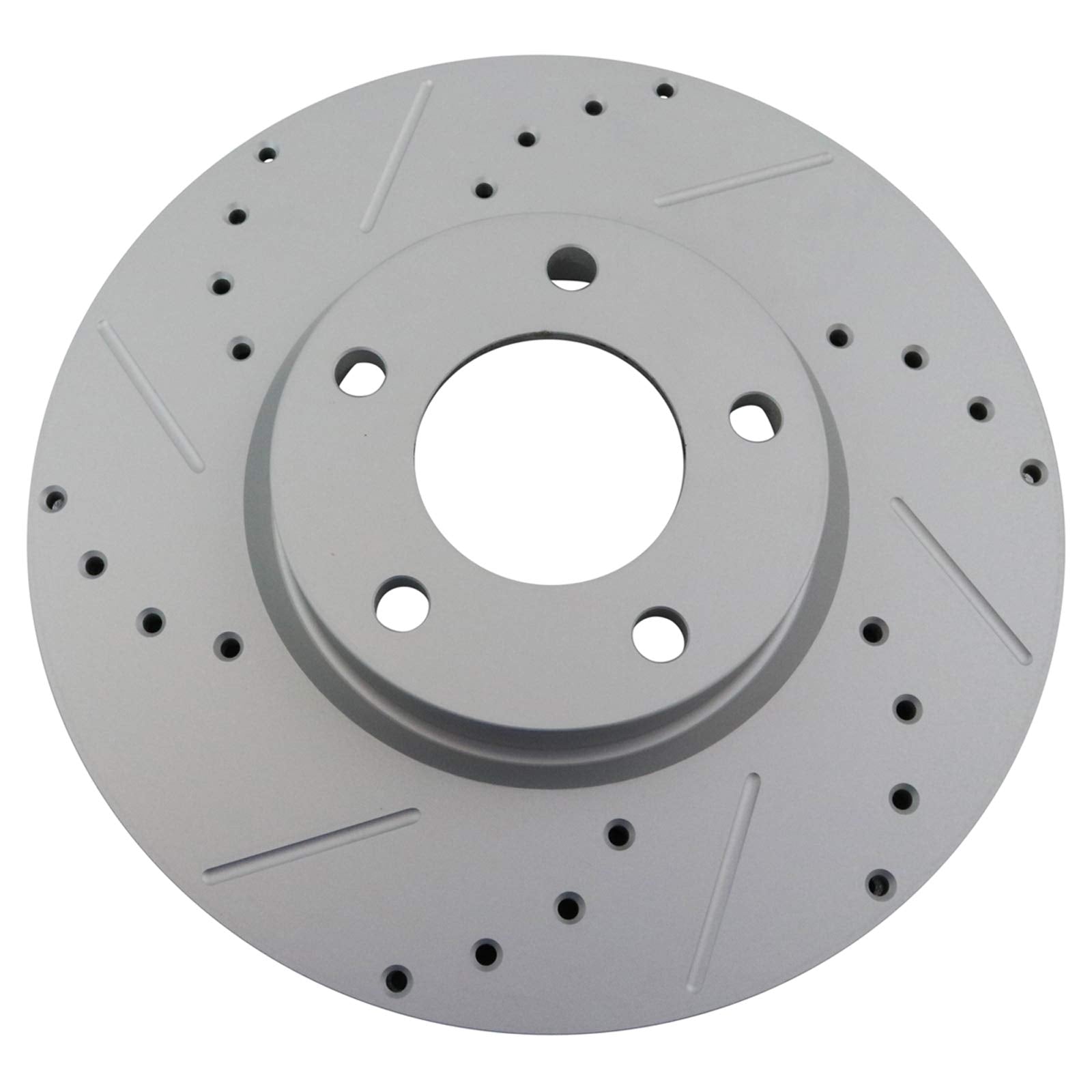 Trq Front Performance Brake Rotors Set Premium G-Coated Cross Drilled & Slotted Compatible With 2004-2013 Mazda 3 2006-2015 5
