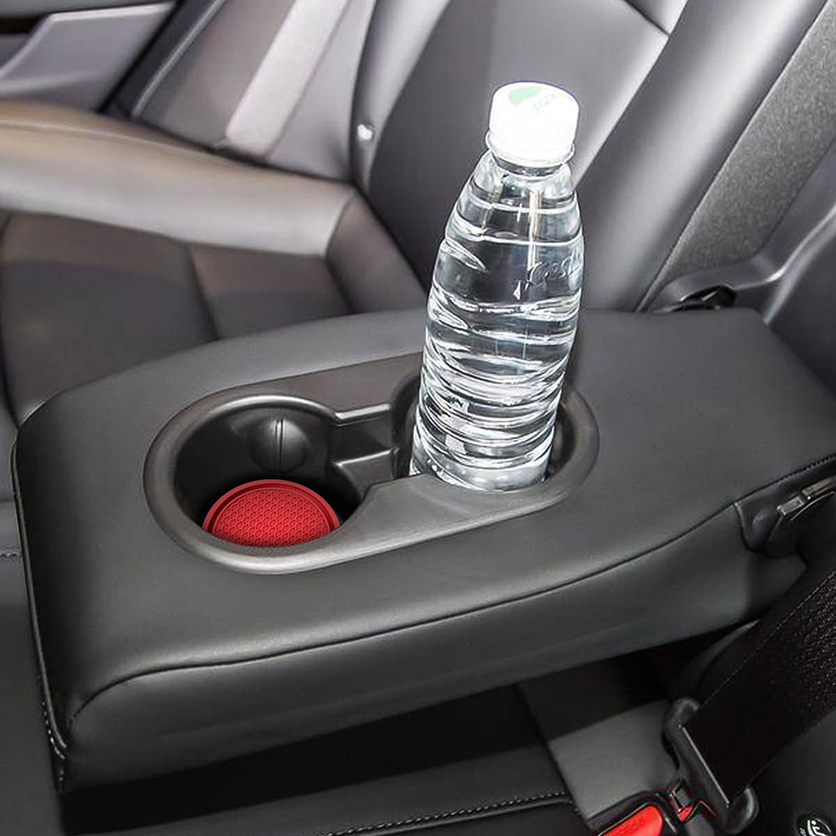 4 Pack Car Cup Holder Coaster, 2.75 Inch Diameter Non-Slip Universal Insert Coaster, Durable, Suitable For Most Car Interior, Car Accessory For Women And Men (Trench/Red)