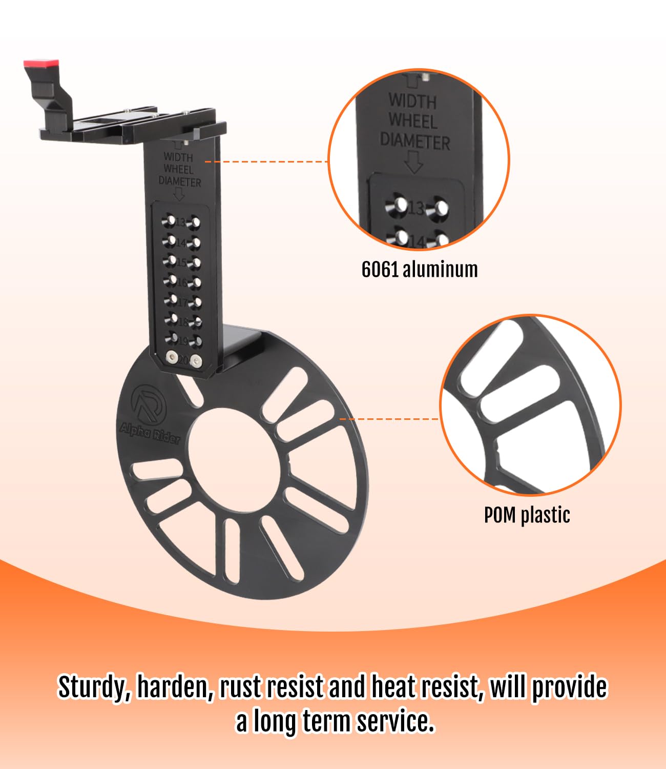 Alpha Rider Wheel Fitment Tool - Universal Car Wheel Offset Measuring Gauge, Supports 13-20" Wheels, 4/5-Lug, Black, Model A00W1411ALB1-