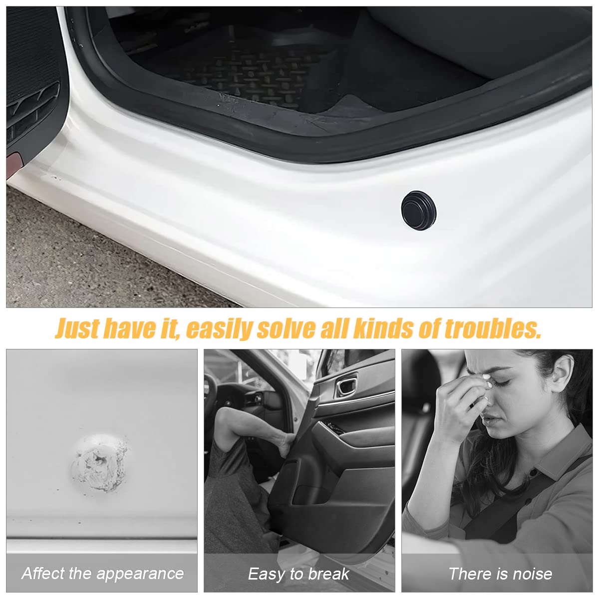 30Pcs Car Door Shock Absorber, Soundproof Stickers For Door Edge Guard Bumper, Luminous Shock-Absorbing Gasket Cushion, Anti-Col