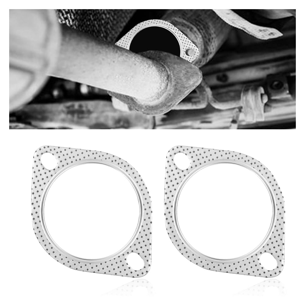 2Pcs Car Exhaust Gasket,3.5'' 2-Bolt Exhaust Flange Gasket Car Accessories,Professional Exhaust Manifold Gasket Made Of High Tem