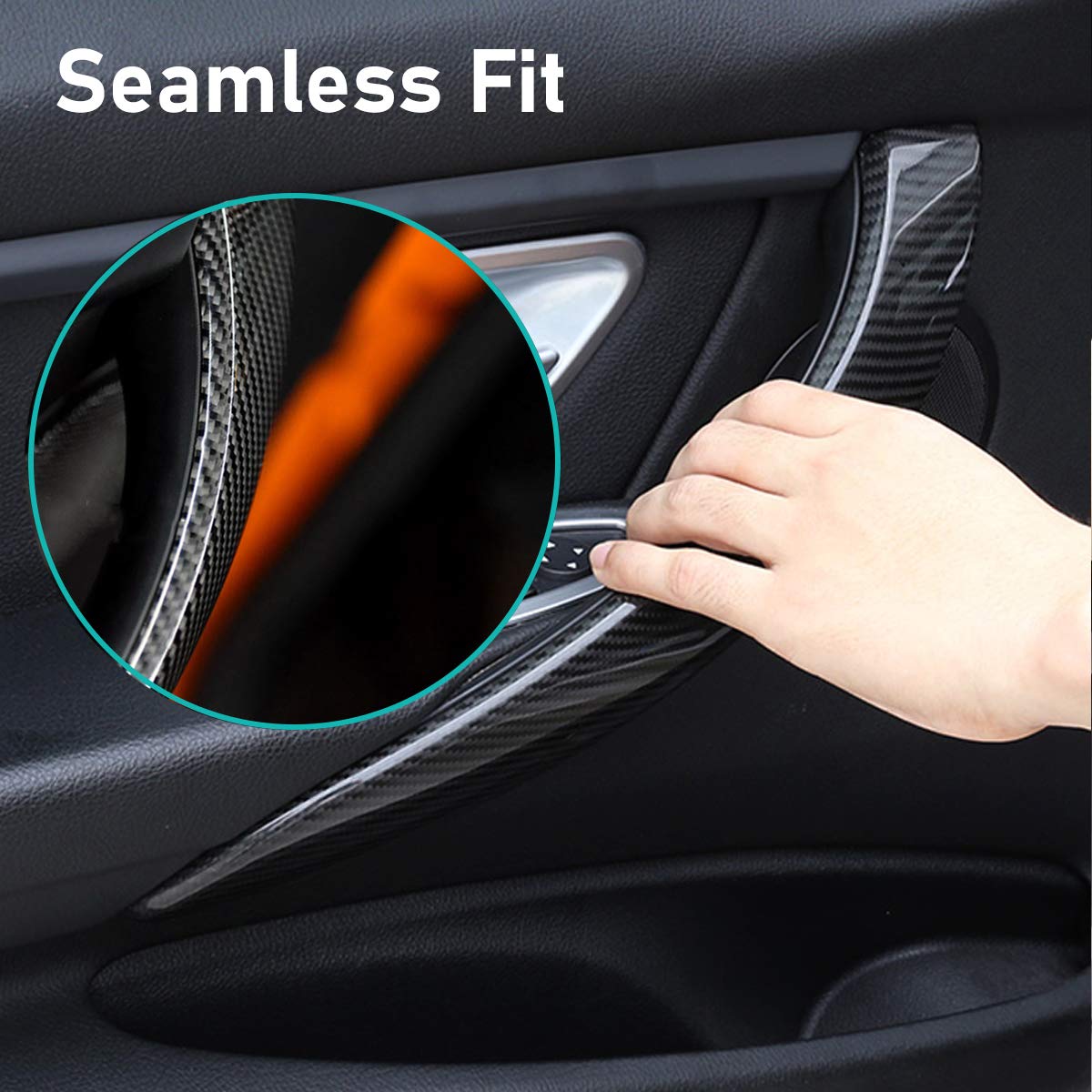 Jaronx Abs Carbon Fiber Door Handle Outer Cover Replacement Compatible With Bmw 3 F30/F31 2012-2018 And 4 F32/F33 2014-2017,Carb