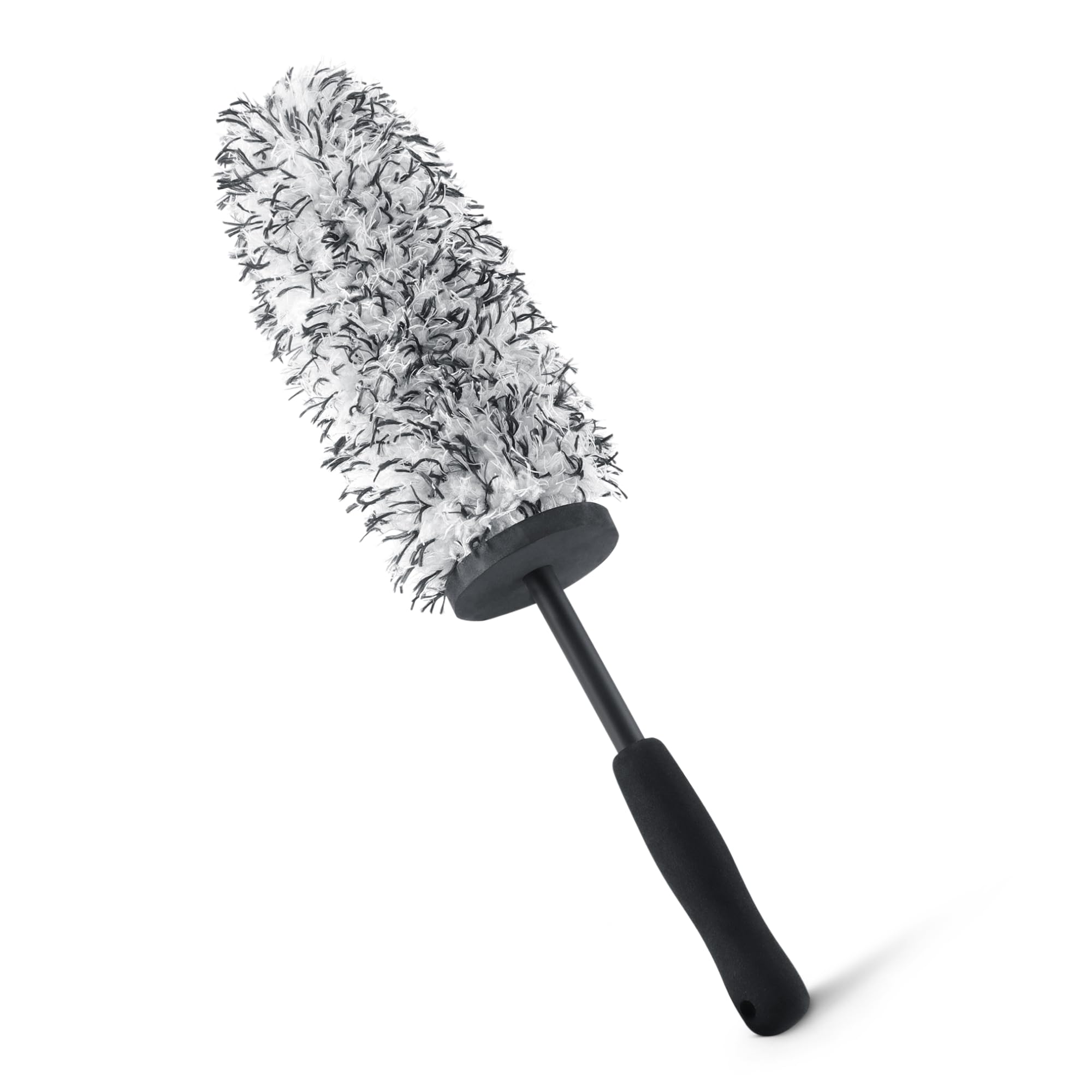 Amazon Basics Microfiber Wheel Cleaner Brush, for Rim Cleaning and Car Detailing, 16.54 Length, Gray